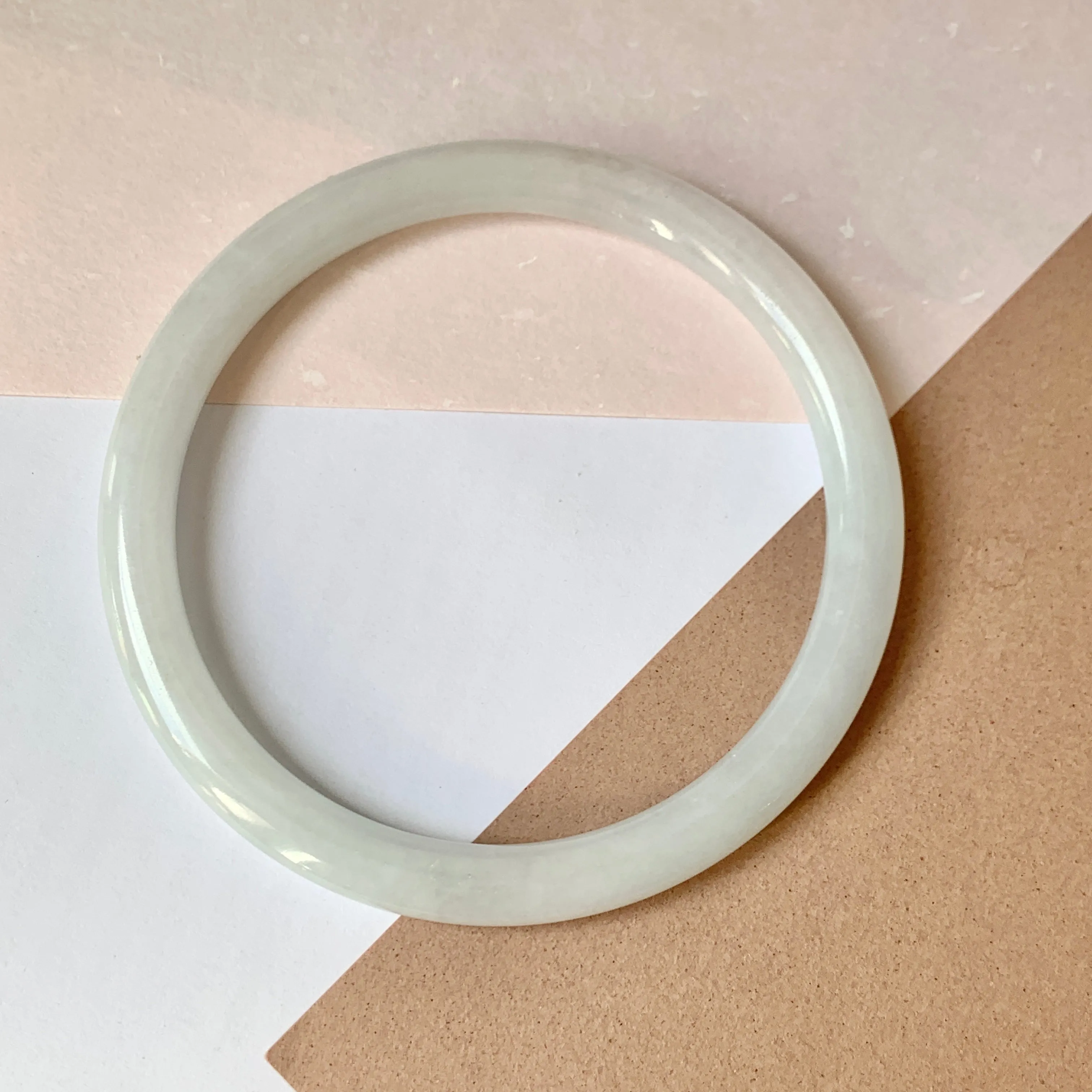 55.1mm A-Grade Natural White Jadeite Traditional Round Bangle No.151969