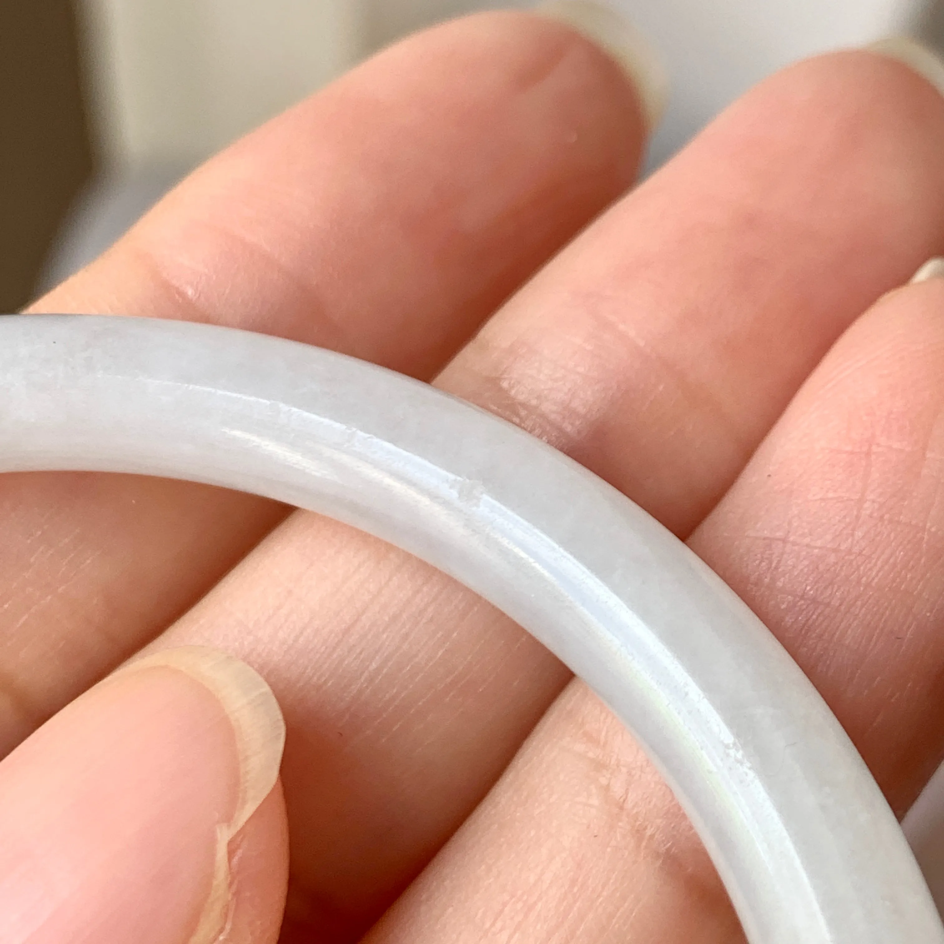 55.1mm A-Grade Natural White Jadeite Traditional Round Bangle No.151969