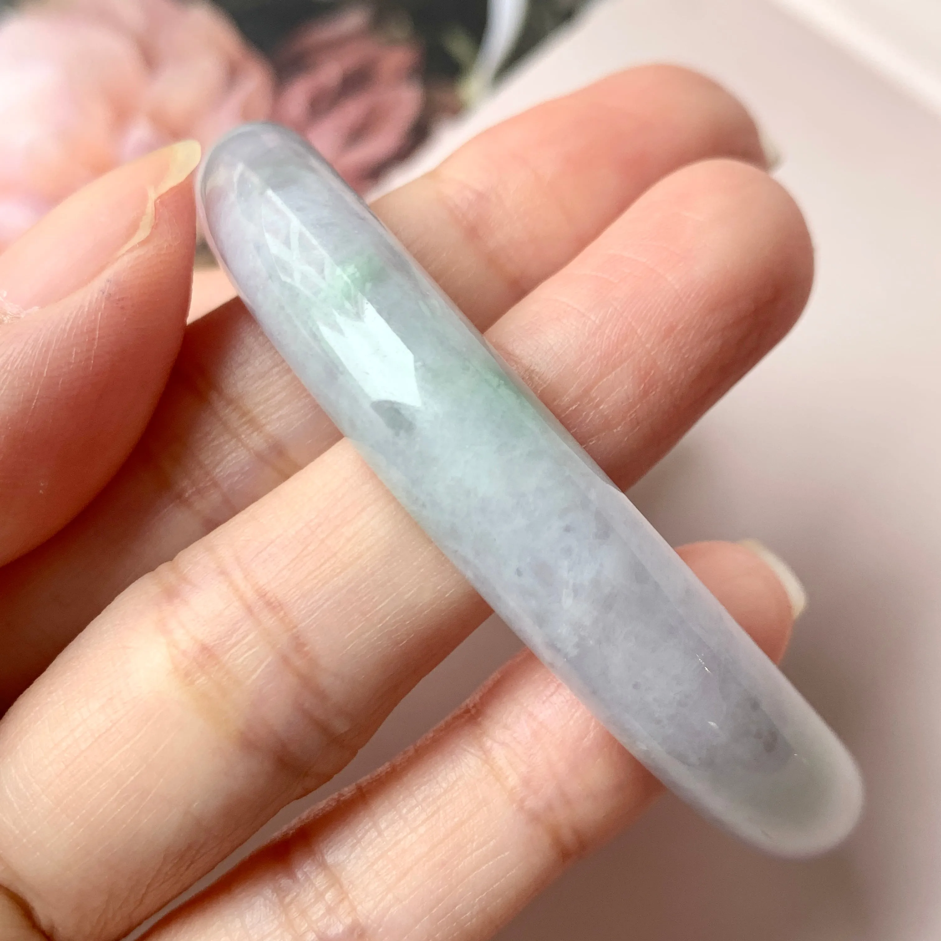 55.4mm A-Grade Natural Lavender Jadeite Modern Round Bangle No.152835