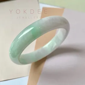 56.1mm A-Grade Natural Lavender Green Jadeite Modern Round Bangle No.151962