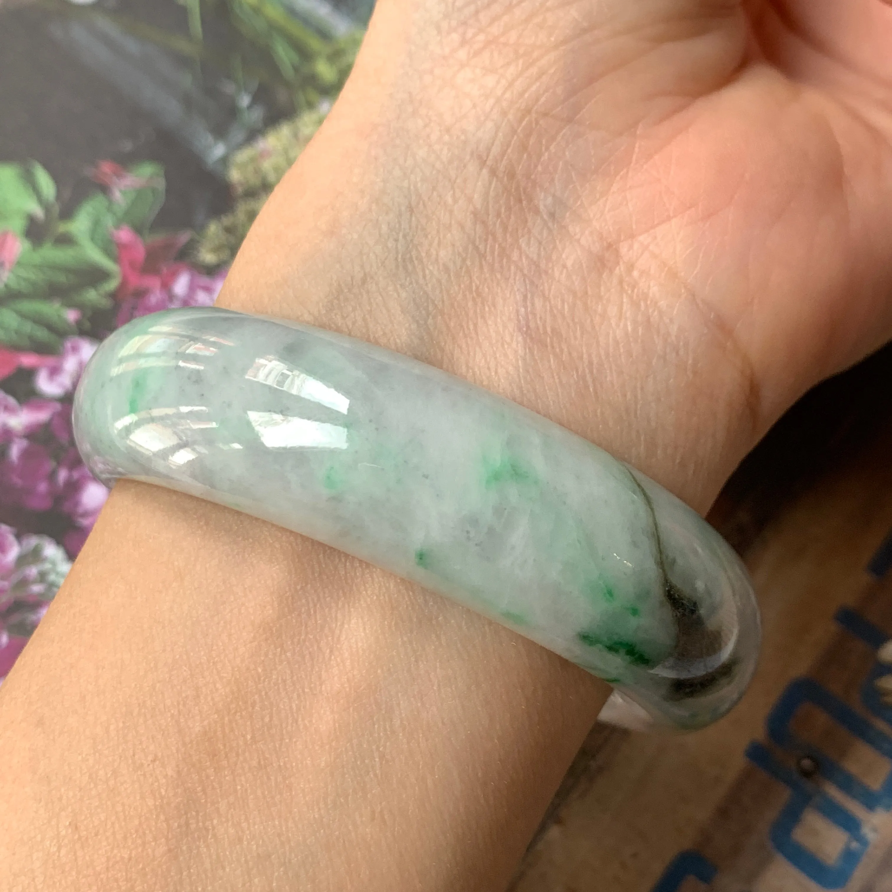 56.4mm A-Grade Natural Jadeite Modern Round Bangle No.151569