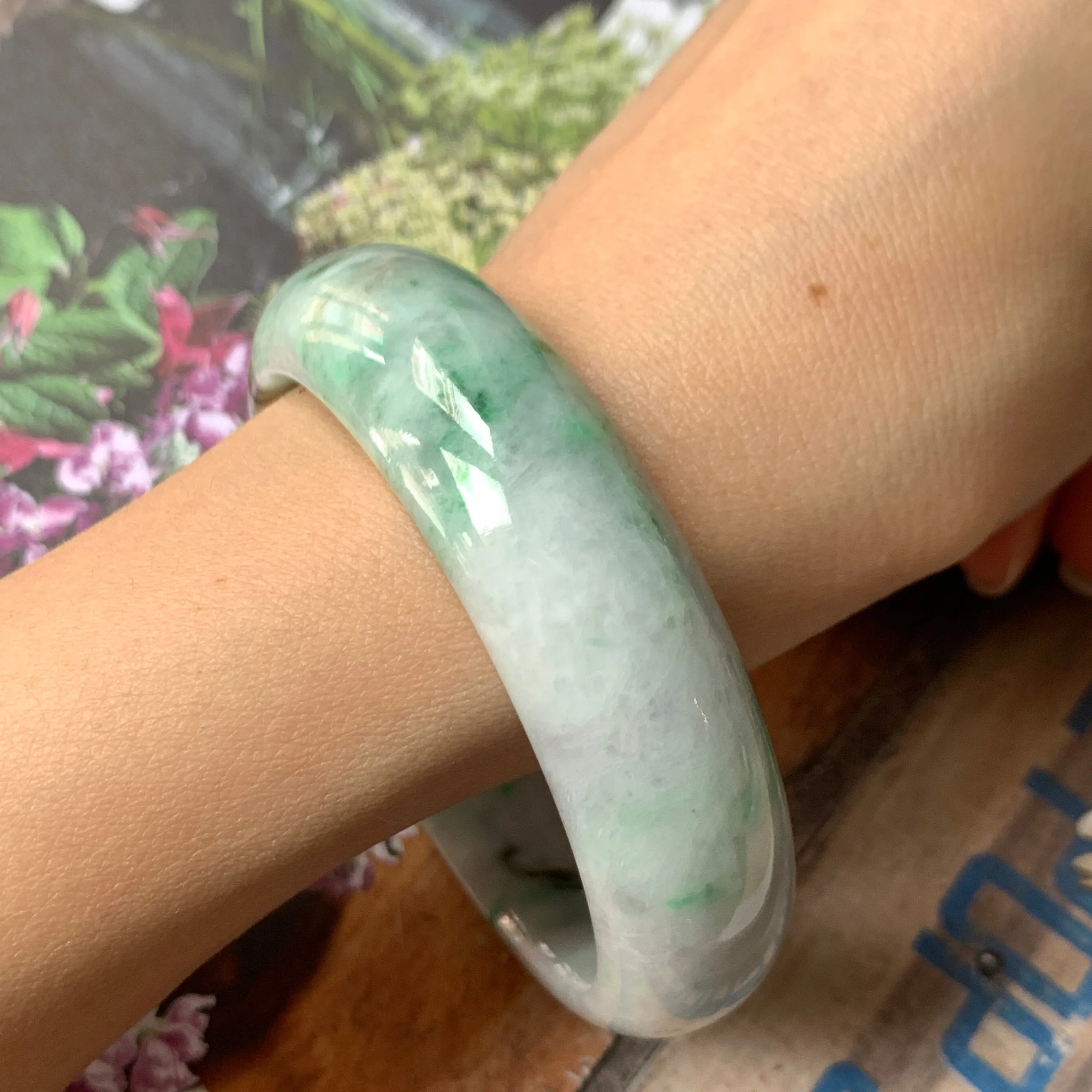 56.4mm A-Grade Natural Jadeite Modern Round Bangle No.151569