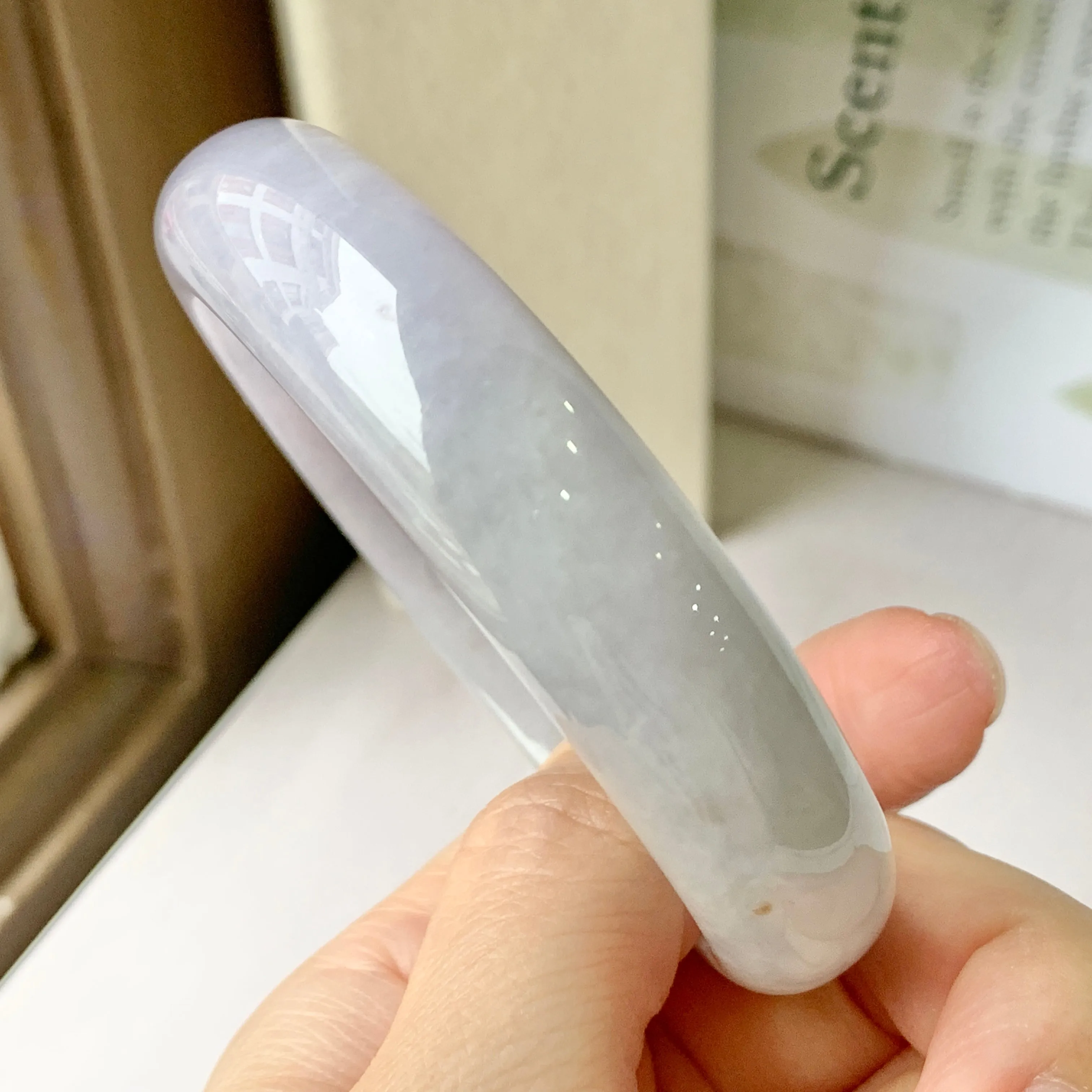 57.6mm A-Grade Natural Lavender Jadeite Modern Round Bangle No.151859