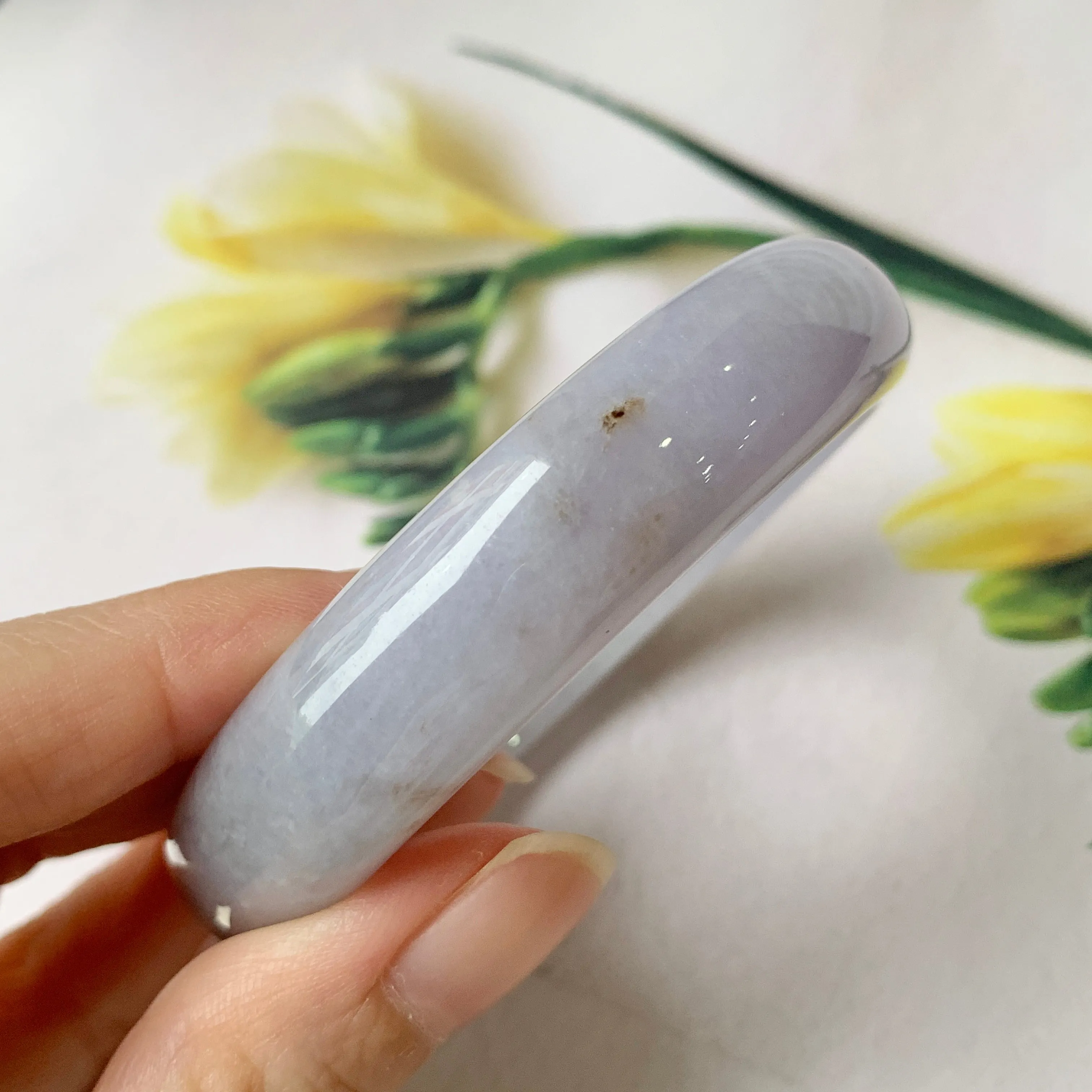 57.6mm A-Grade Natural Lavender Jadeite Modern Round Bangle No.151859