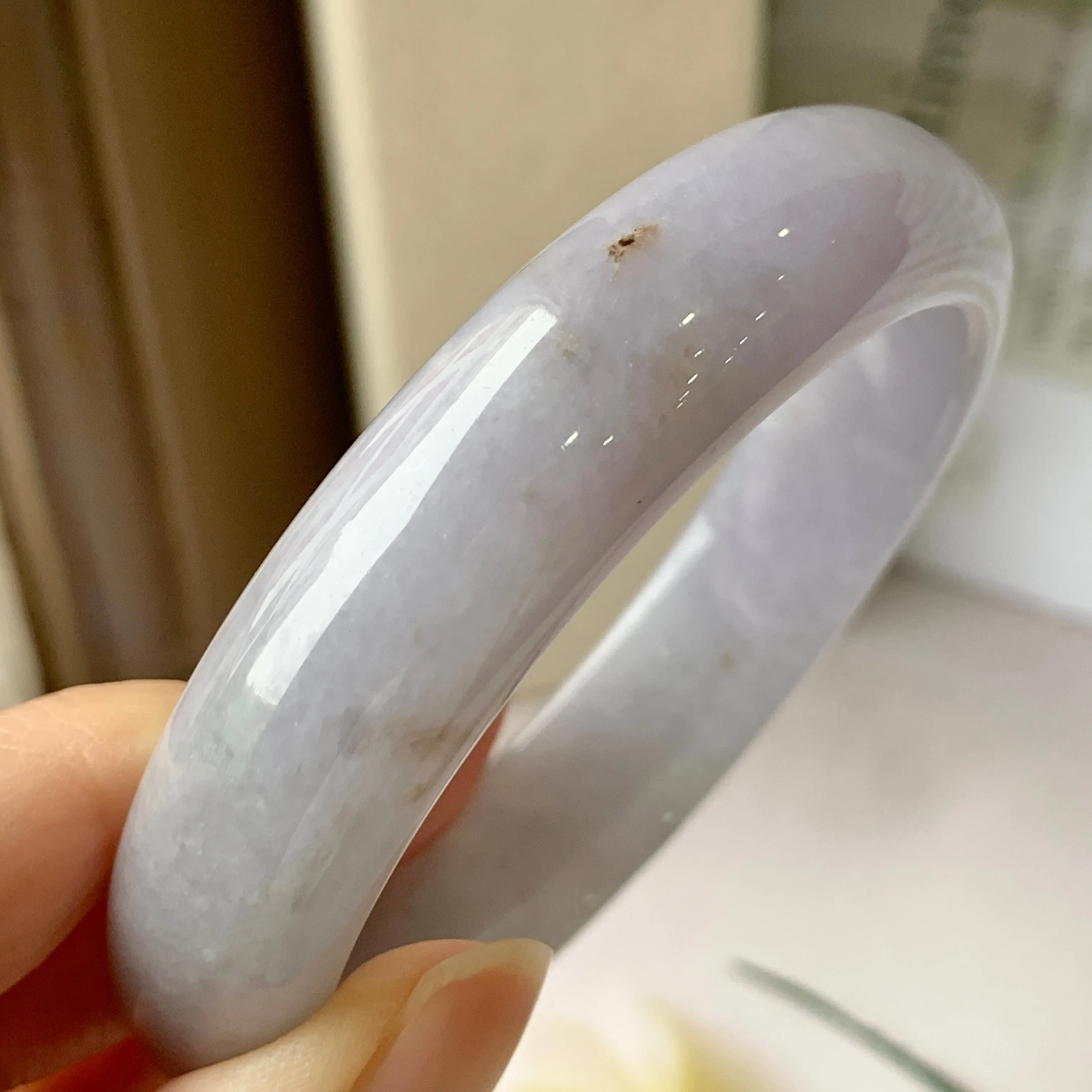 57.6mm A-Grade Natural Lavender Jadeite Modern Round Bangle No.151859