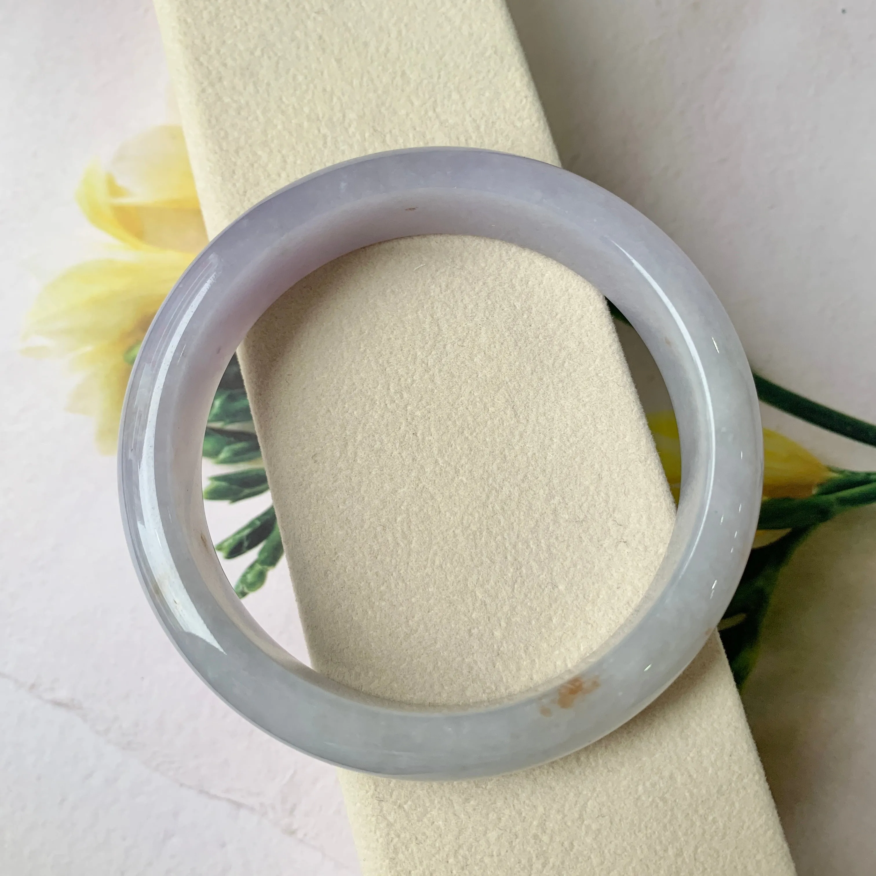 57.6mm A-Grade Natural Lavender Jadeite Modern Round Bangle No.151859