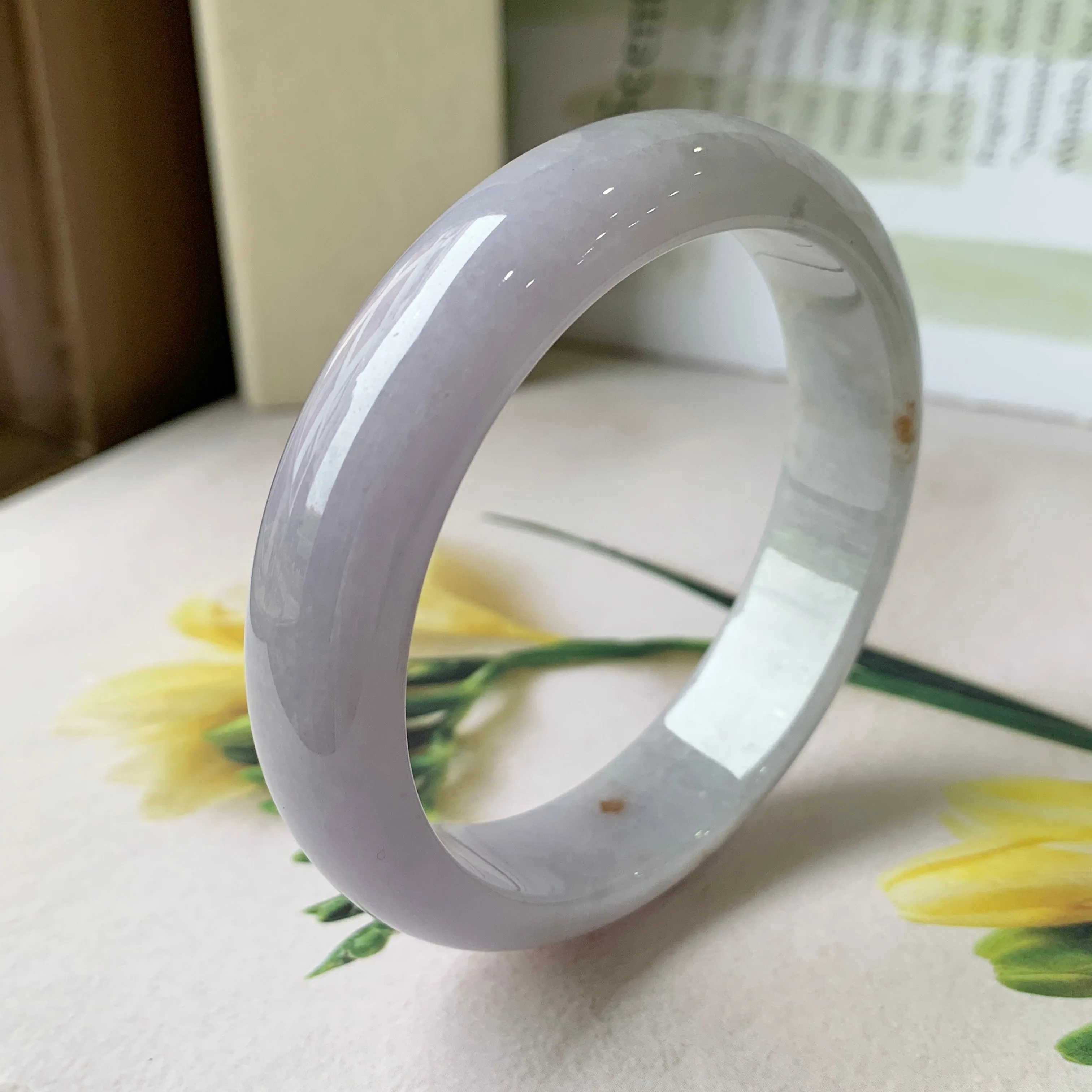 57.6mm A-Grade Natural Lavender Jadeite Modern Round Bangle No.151859