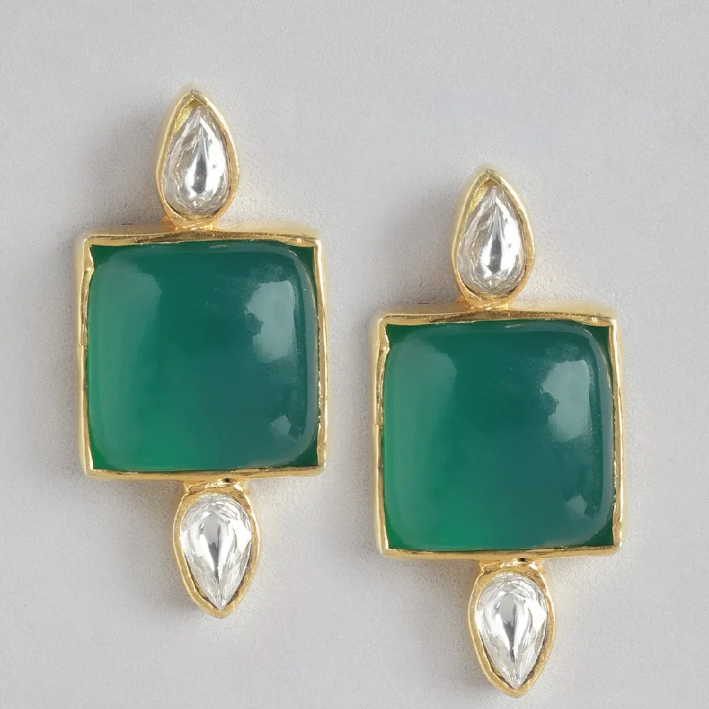 92.5 Silver Serene Green Onyx Stud Earrings