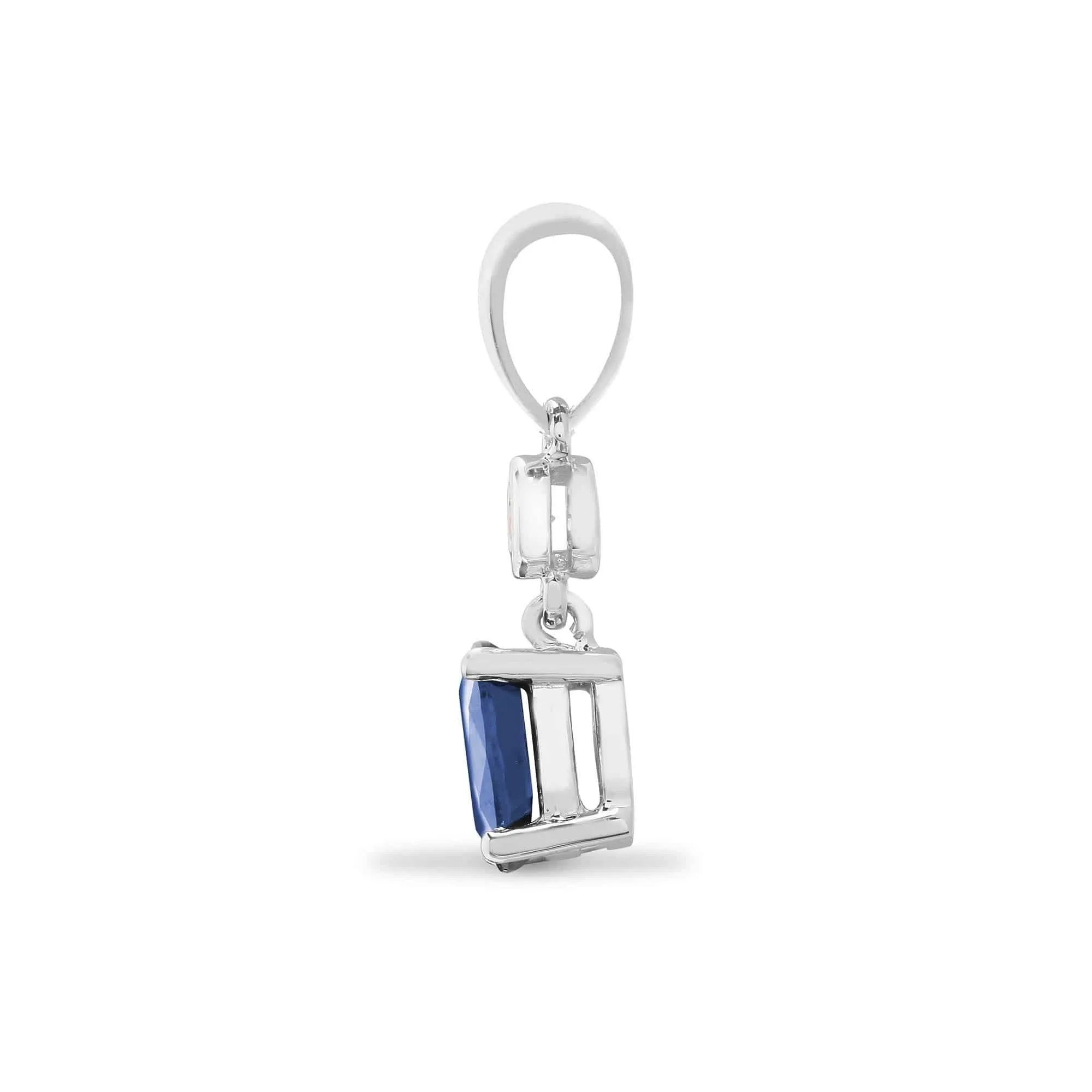 9ct White Diamonds - 4pts Sapphire - 65pts Drop Pendant