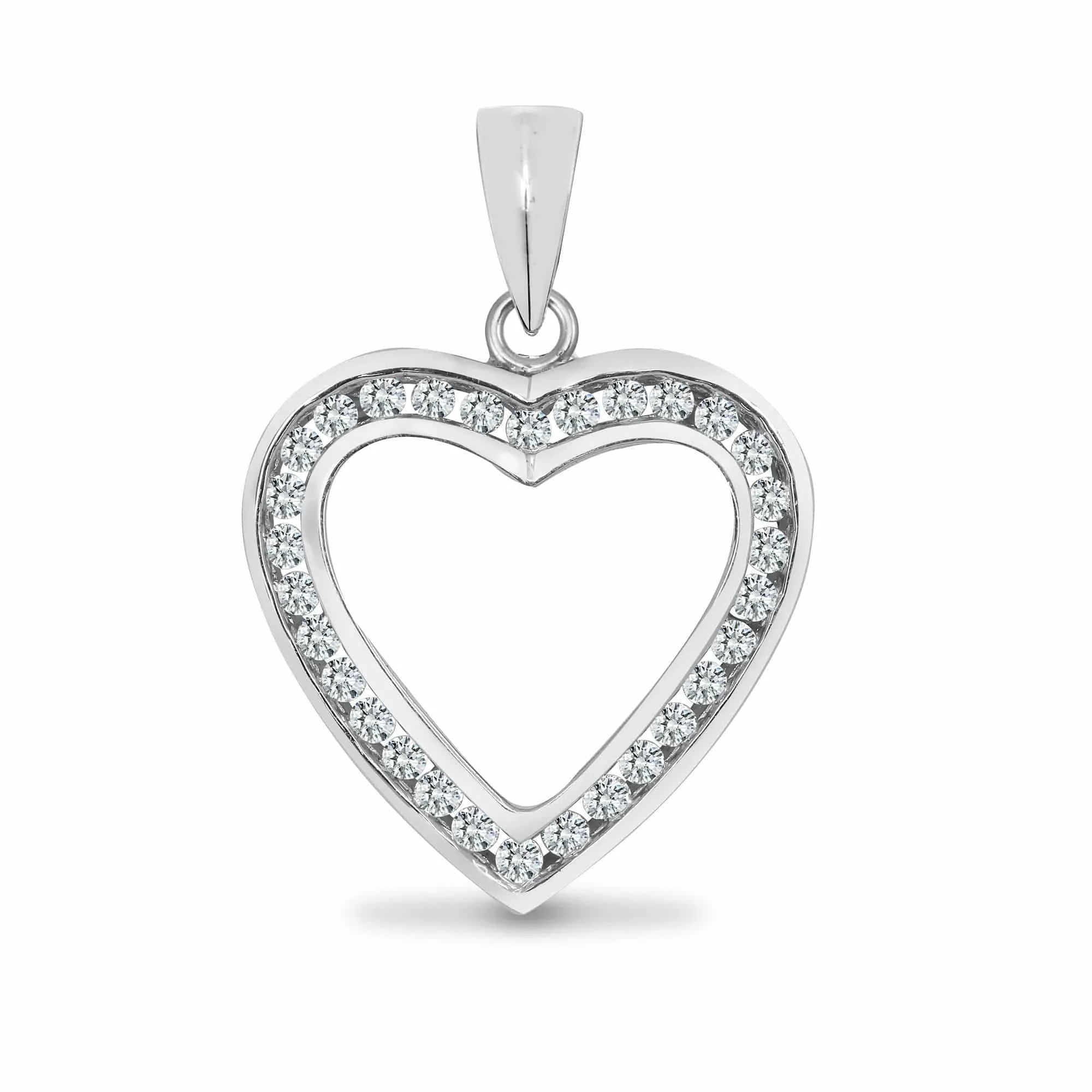 9ct White Gold Diamond Heart