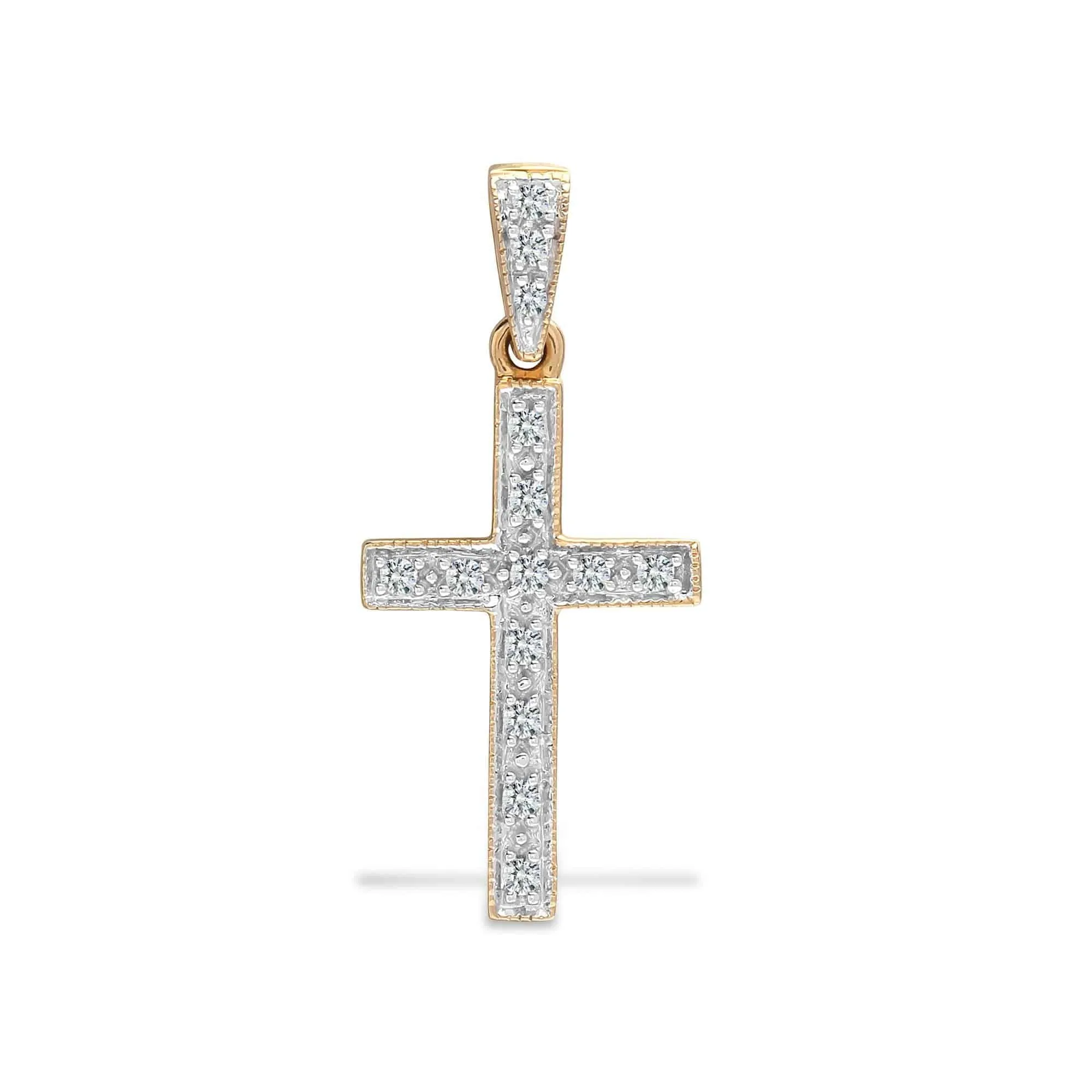 9ct Yellow Gold Diamond Cross