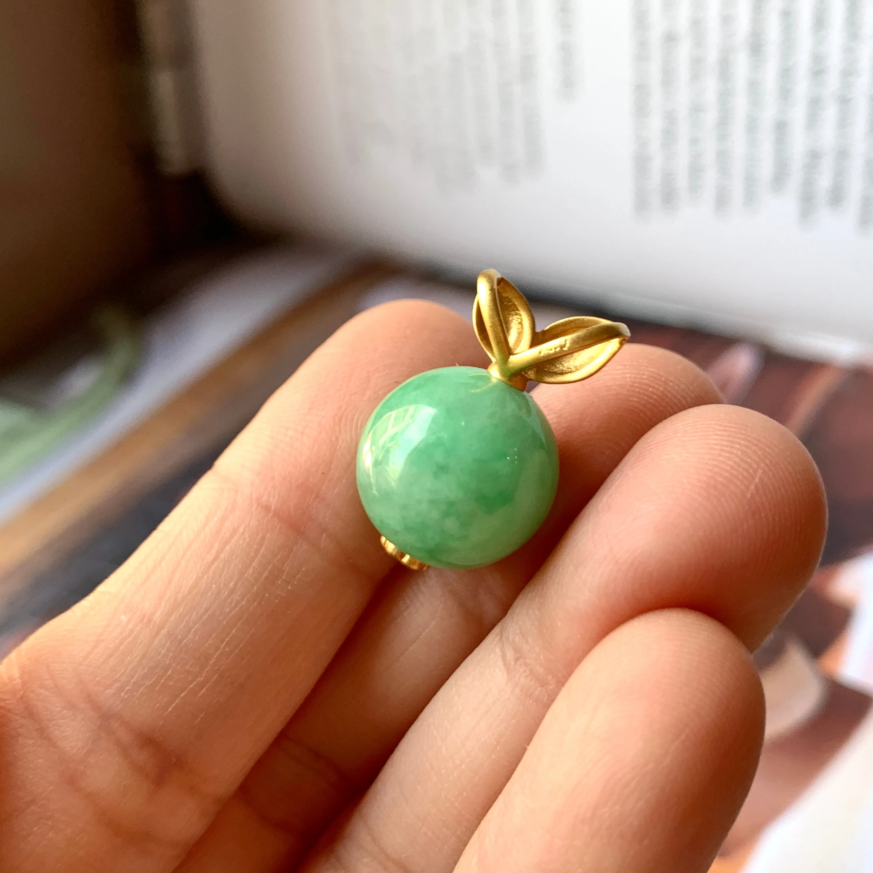 A-Grade Apple Green Jadeite Turnip Pendant No. 171540