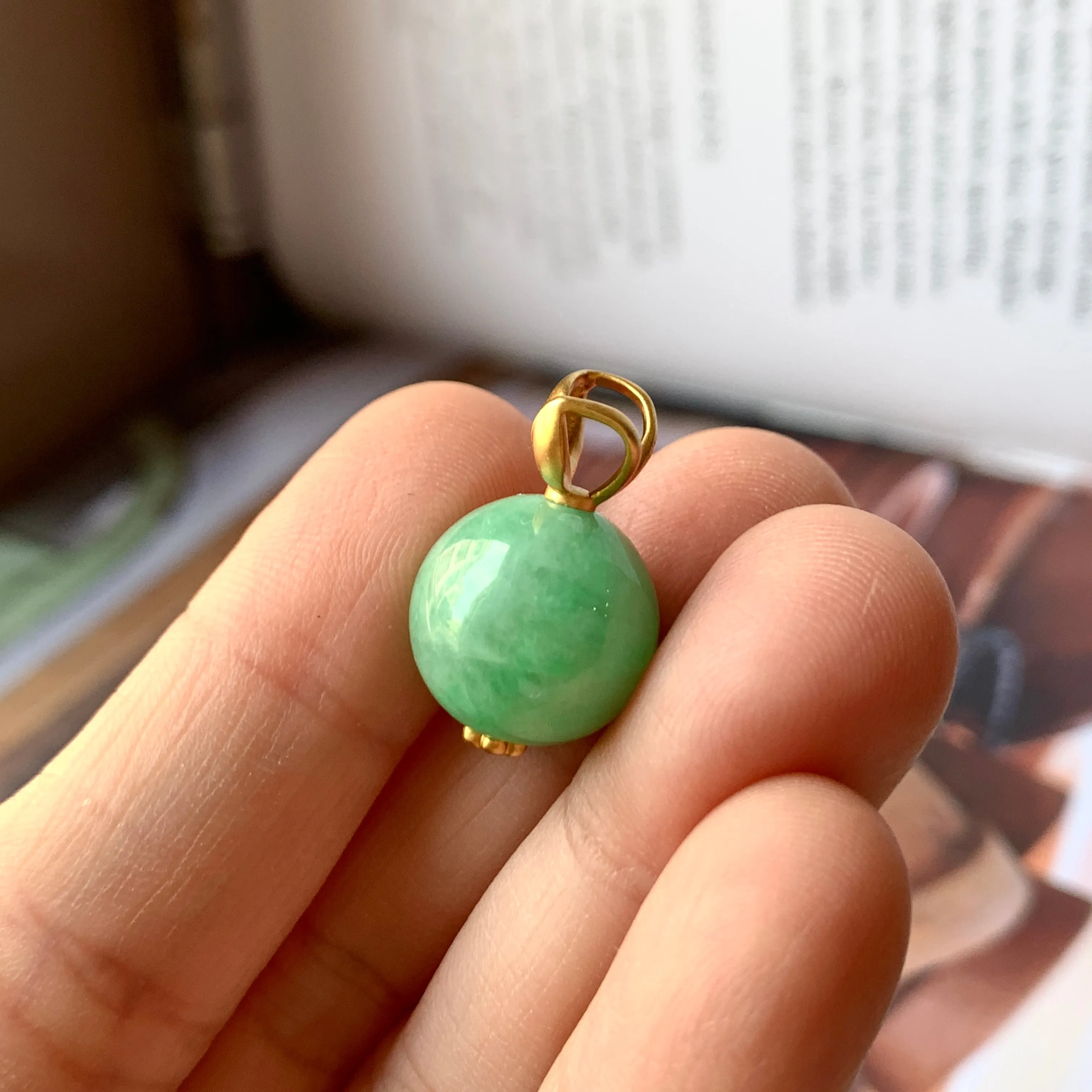 A-Grade Apple Green Jadeite Turnip Pendant No. 171540