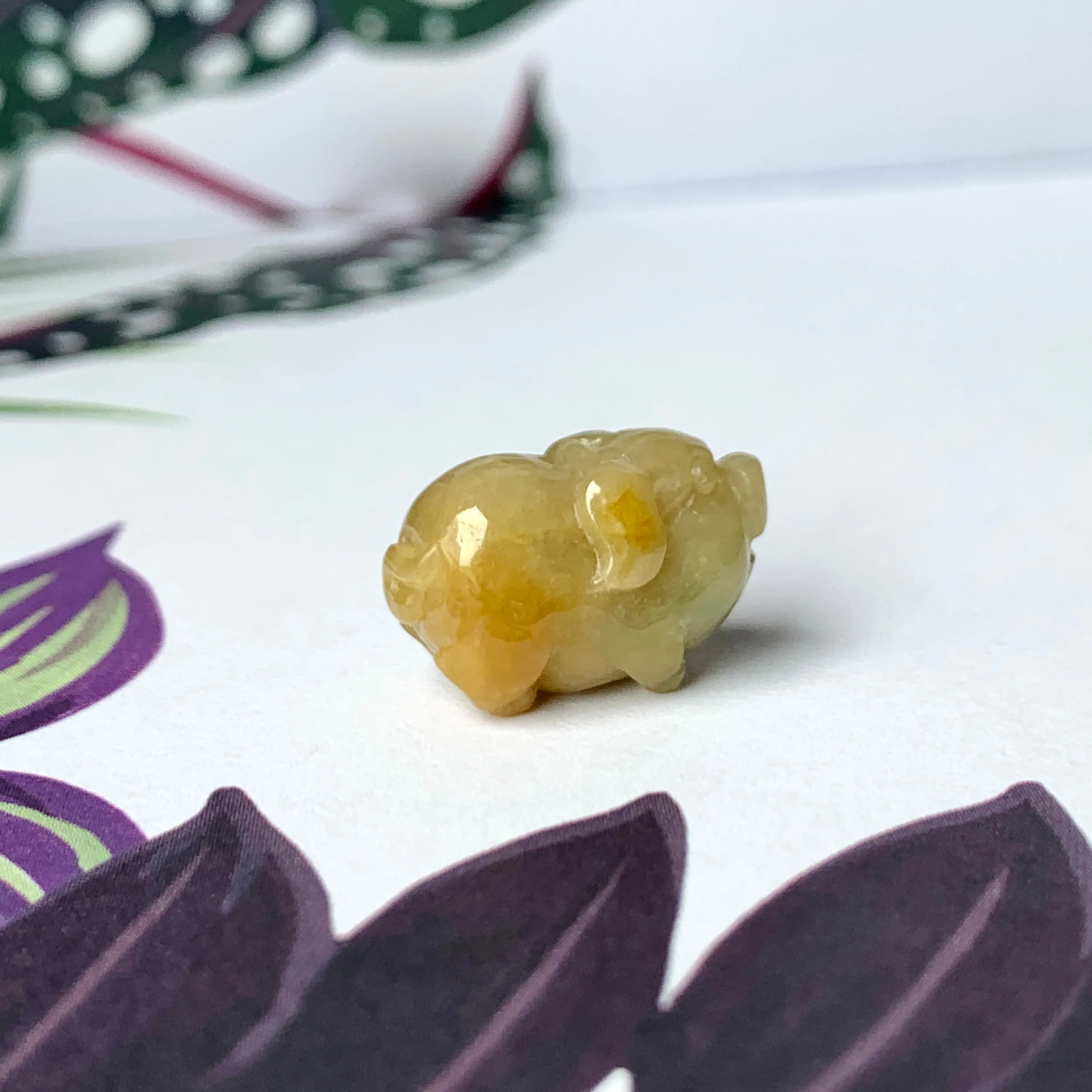 A-Grade Brownish Yellow Jadeite Pig Pendant No.172198