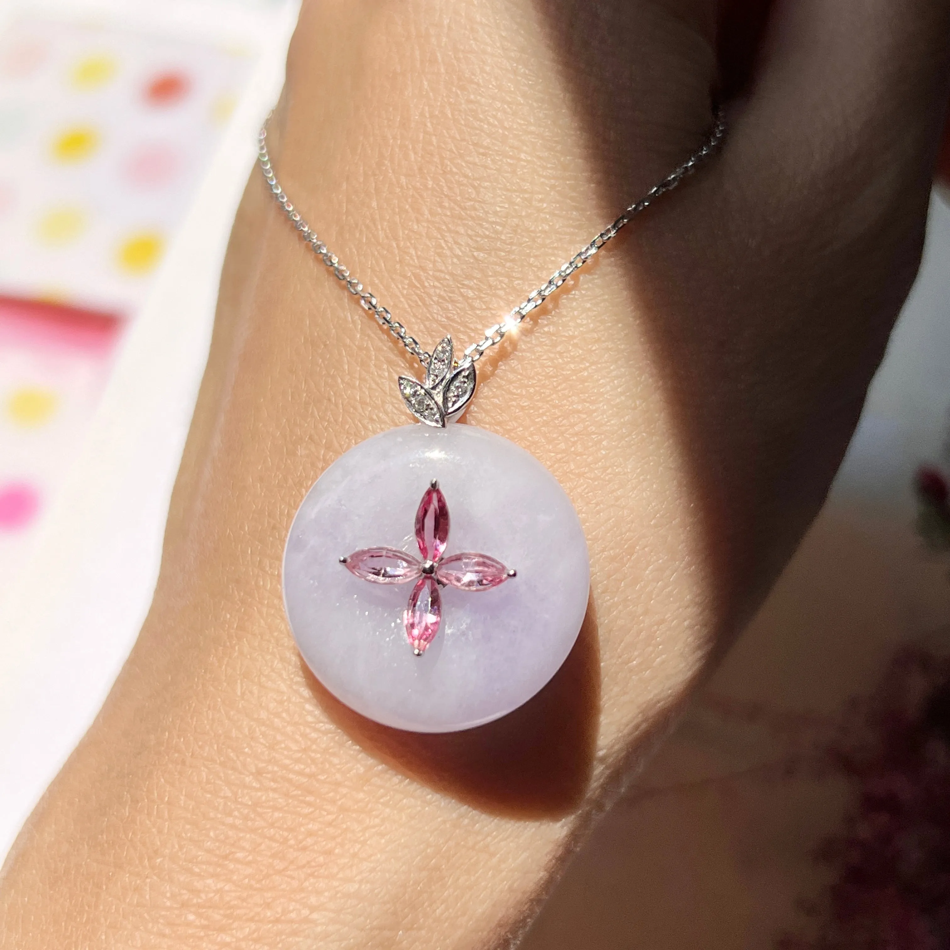 A-Grade Lavender Jadeite Bespoke Donut Pendant No.172032