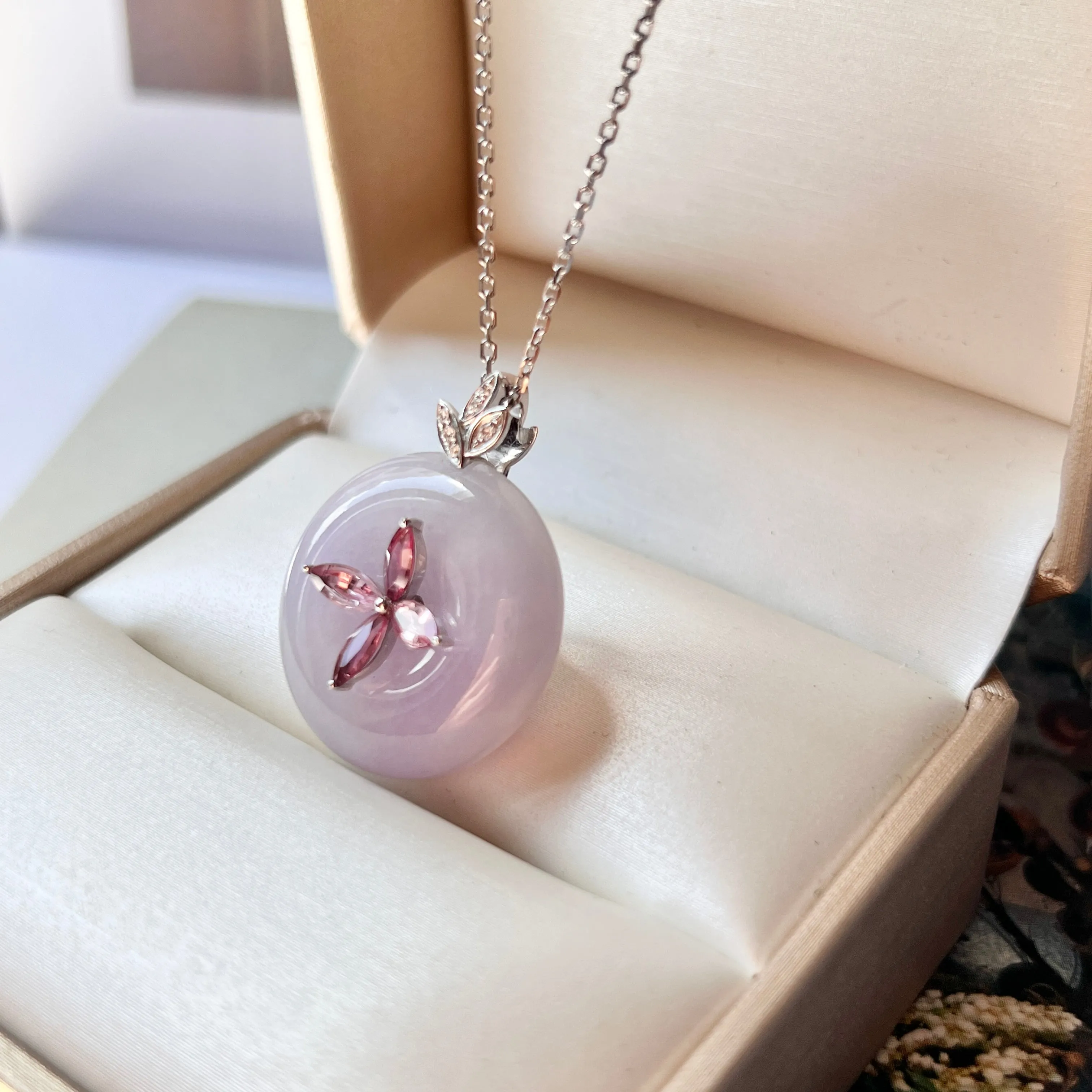 A-Grade Lavender Jadeite Bespoke Donut Pendant No.172032