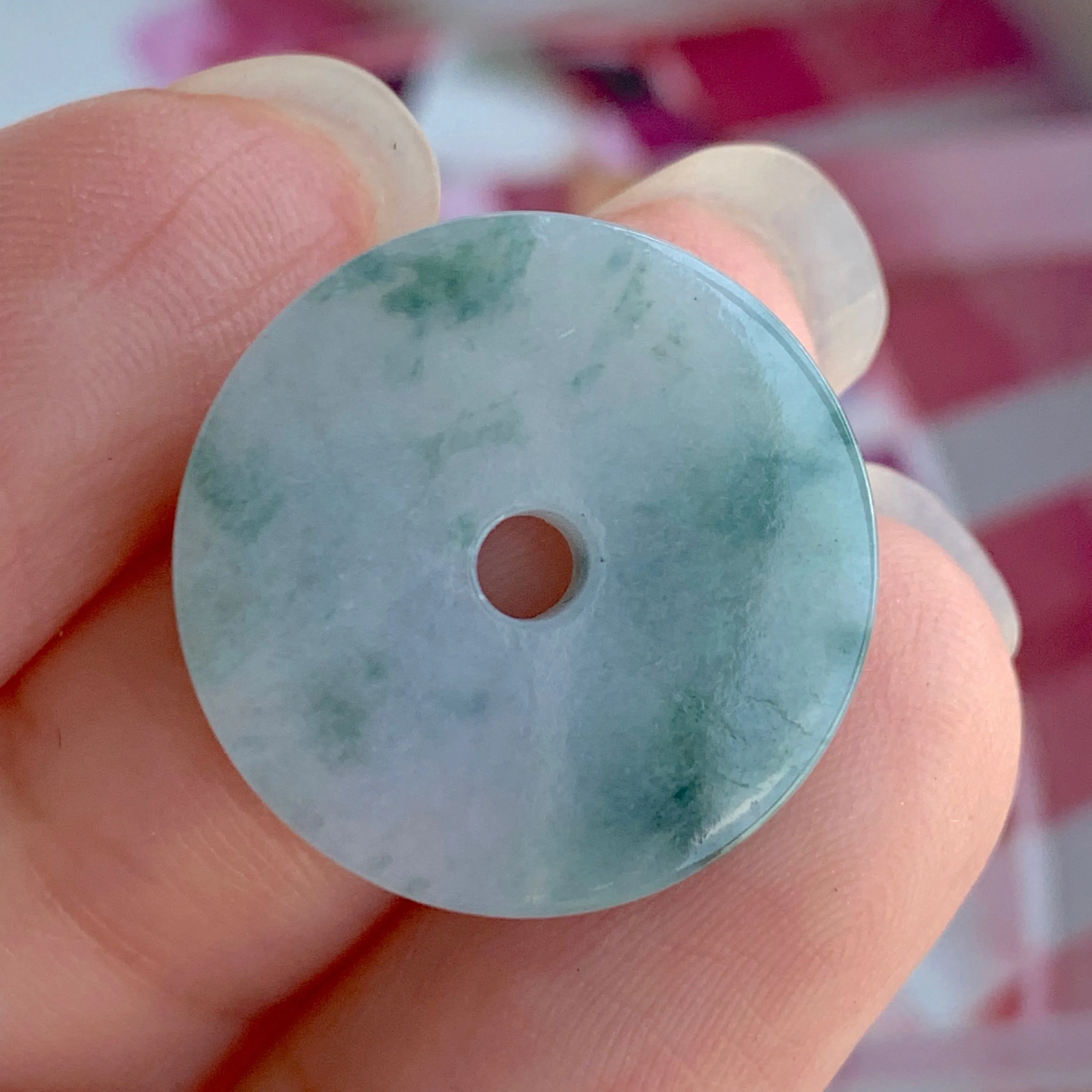 A-Grade Natural Floral Jadeite Donut No.170785