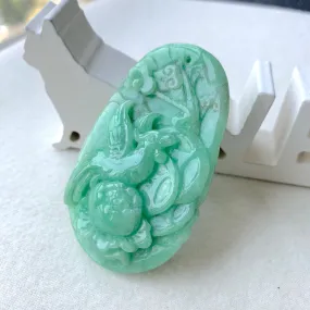 A-Grade Natural Green Jadeite Carving Pendant No.171091