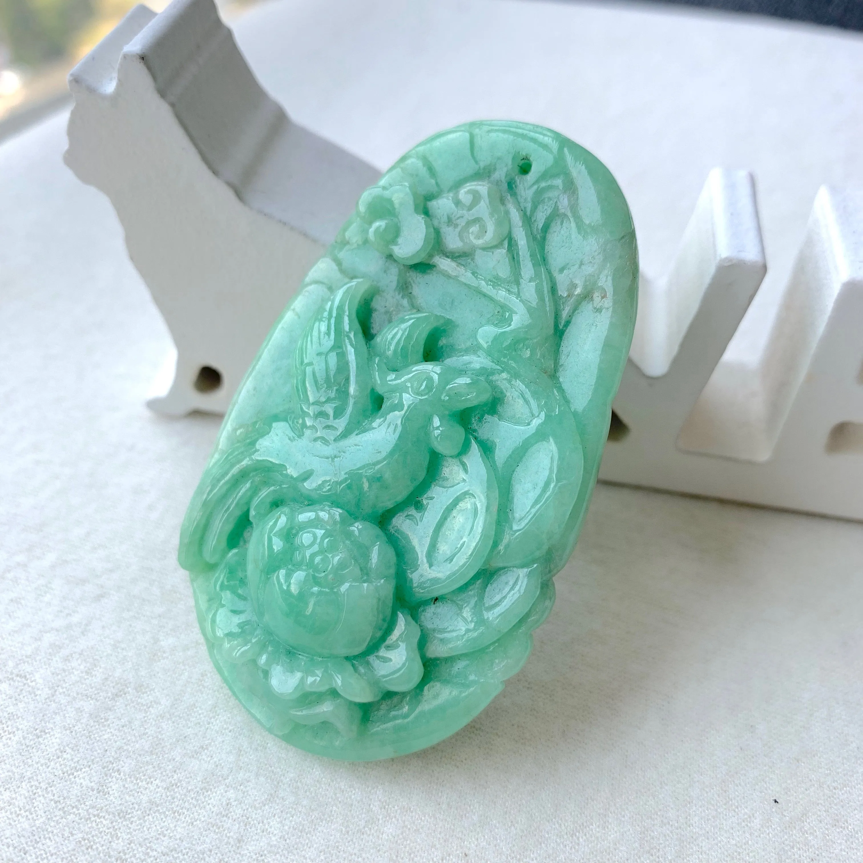 A-Grade Natural Green Jadeite Carving Pendant No.171091