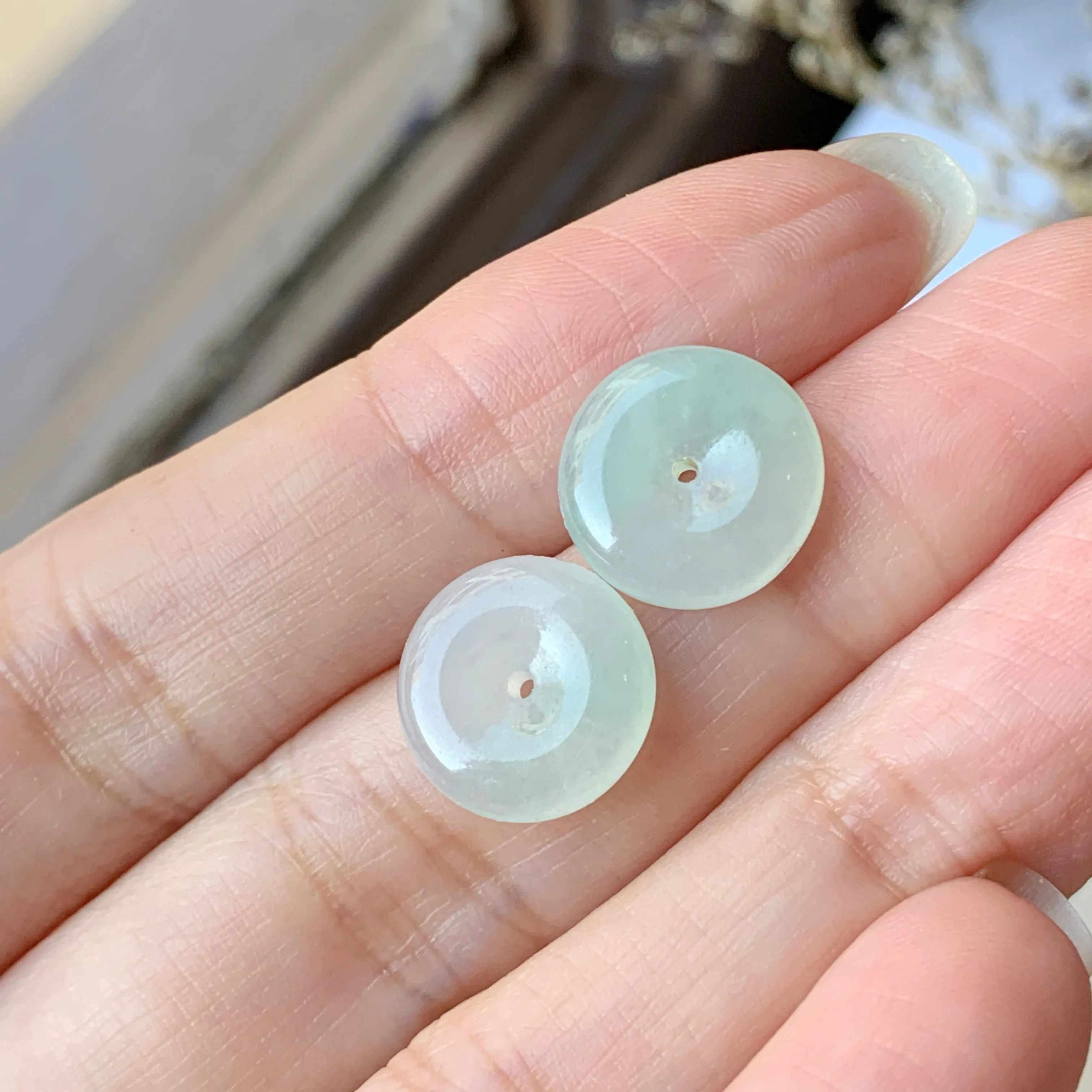 A-Grade Natural Jadeite Donut Pair No.180383