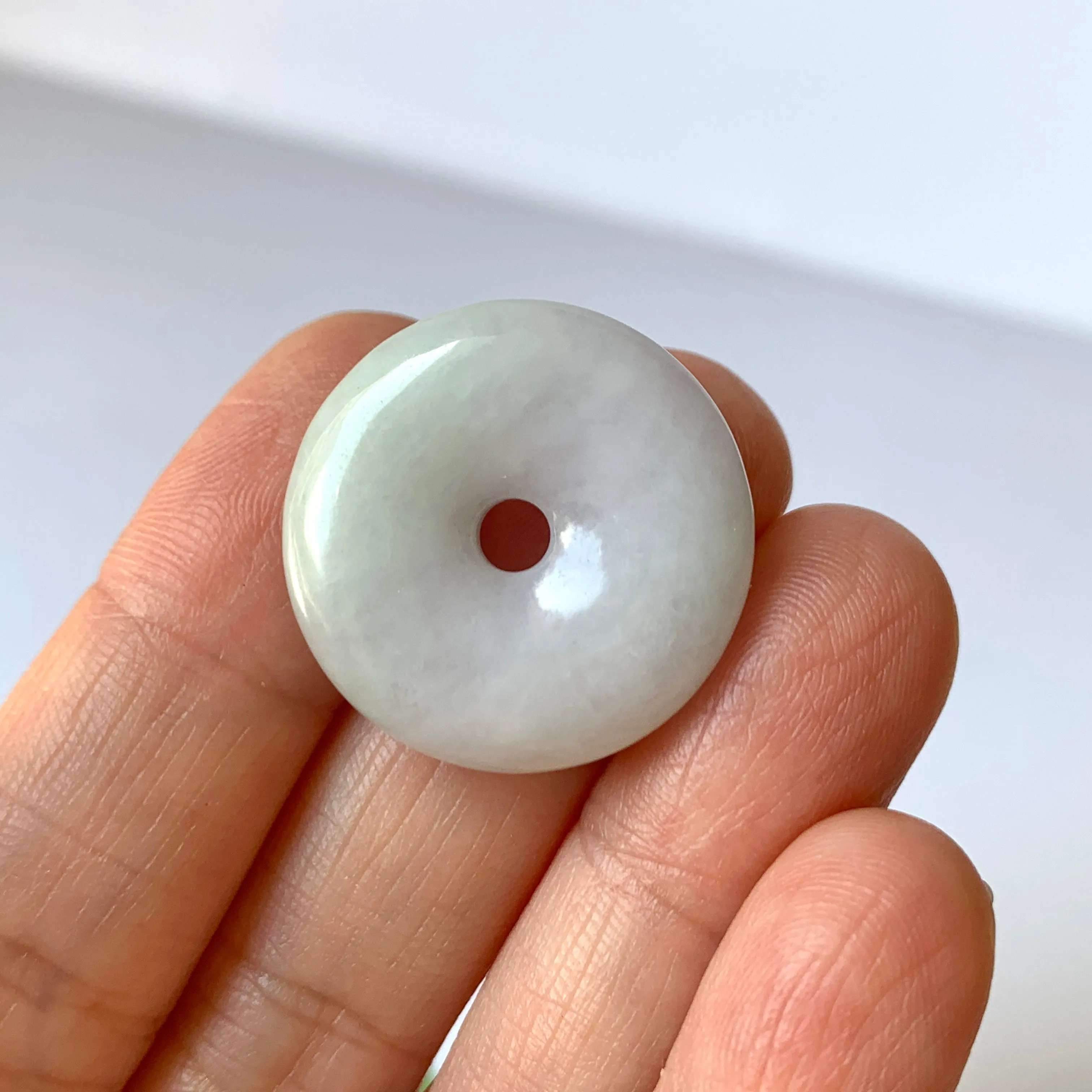 A-Grade Natural Lavender Green Jadeite Donut Pendant No.171547