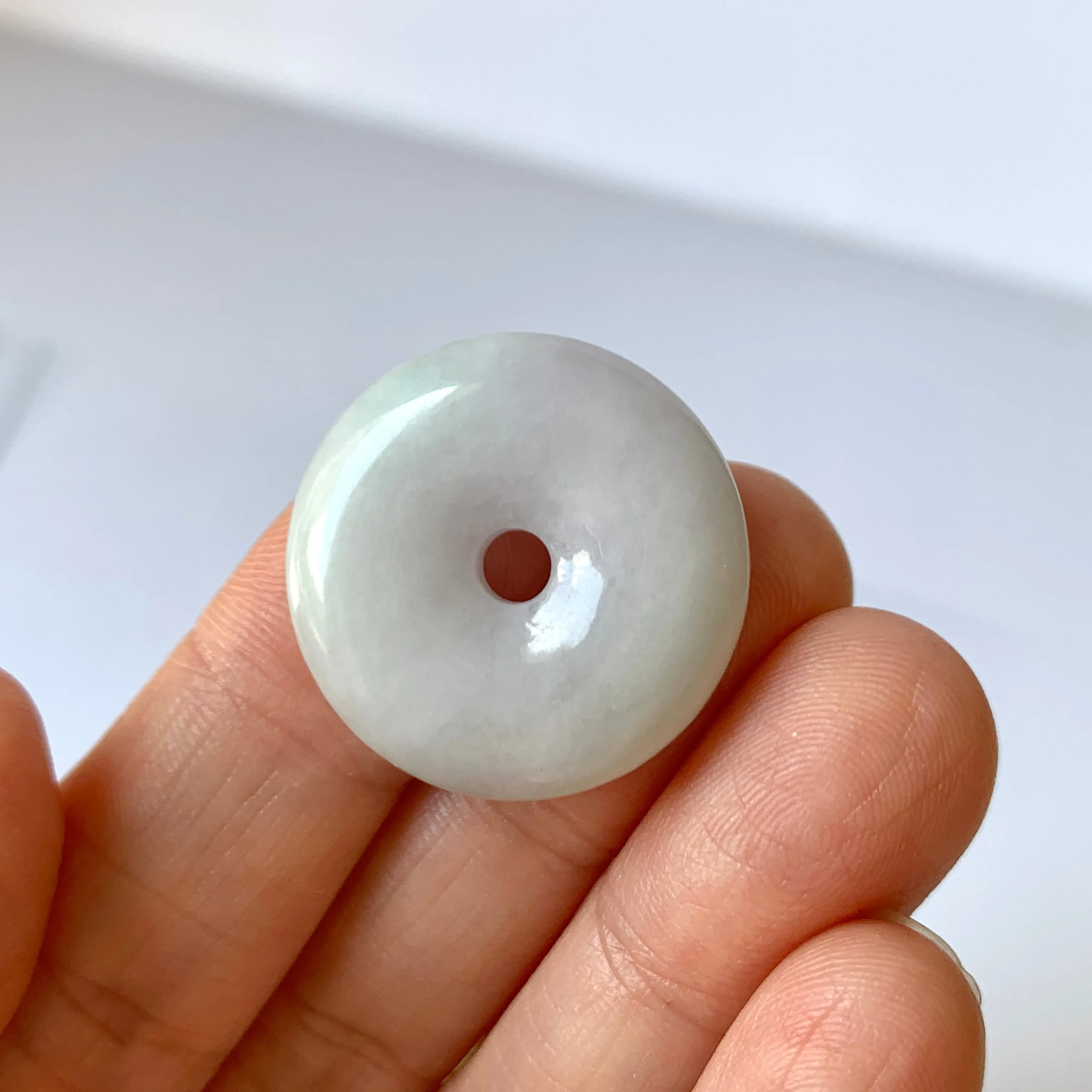 A-Grade Natural Lavender Green Jadeite Donut Pendant No.171547