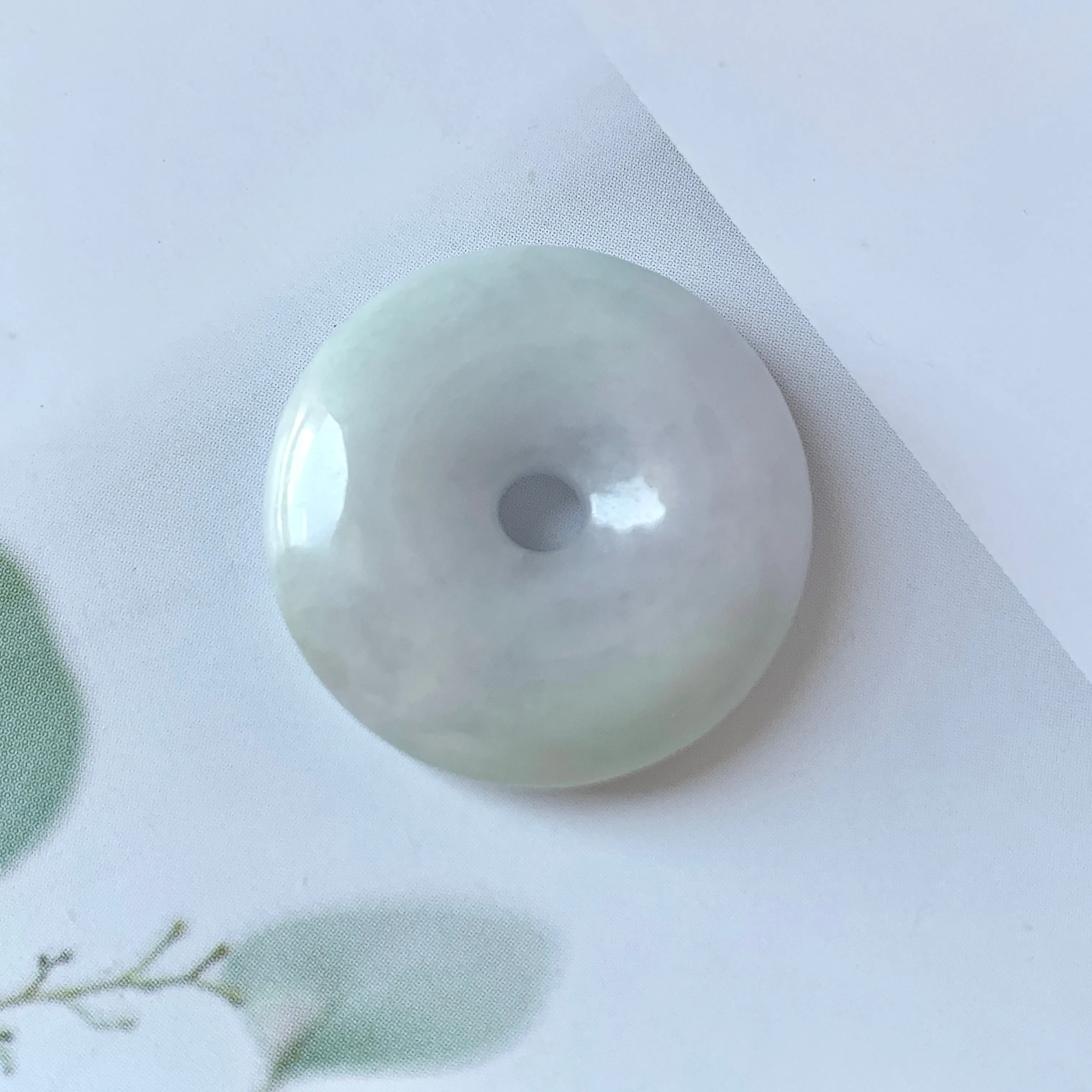 A-Grade Natural Lavender Green Jadeite Donut Pendant No.171547