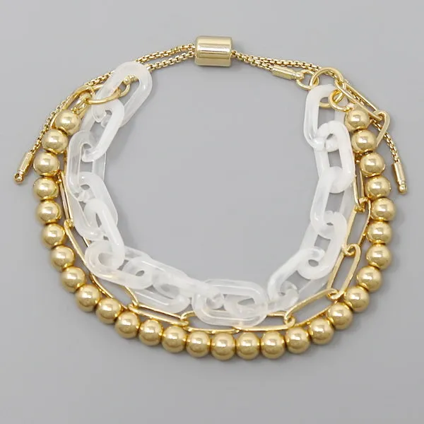 Acetate Link Triple Strand Bracelet