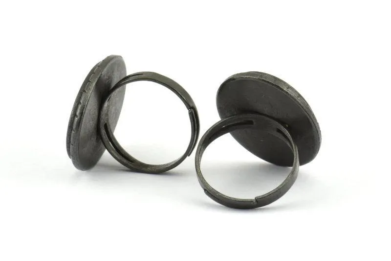 Alloy Ring Setting, 4 Oxidized Zinc Alloy Black Duke Ring Setting with Pad Size (22x14mm) H0624