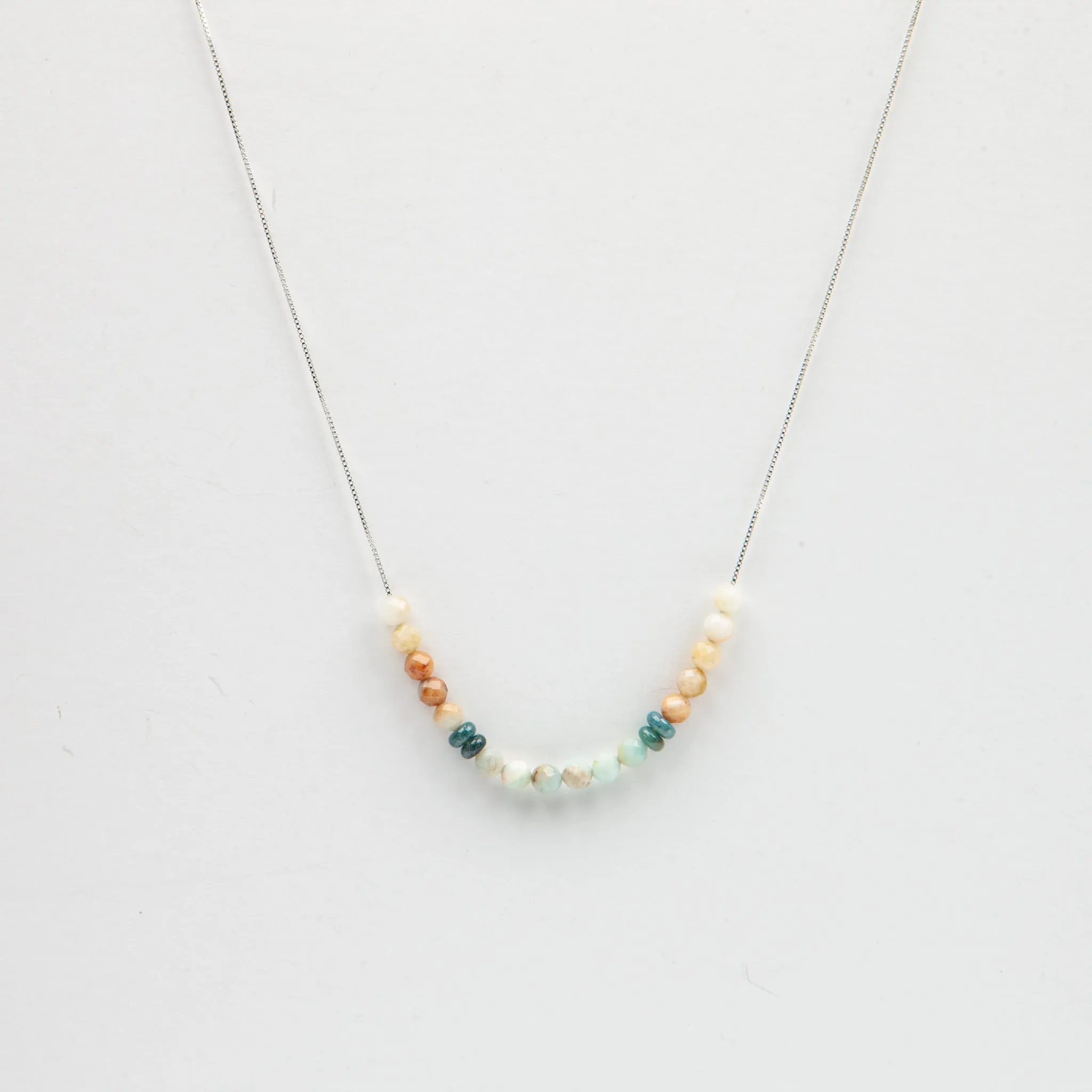 Amazonite & Ocean Jasper Adjustable Slide Chain Gemstone Necklace