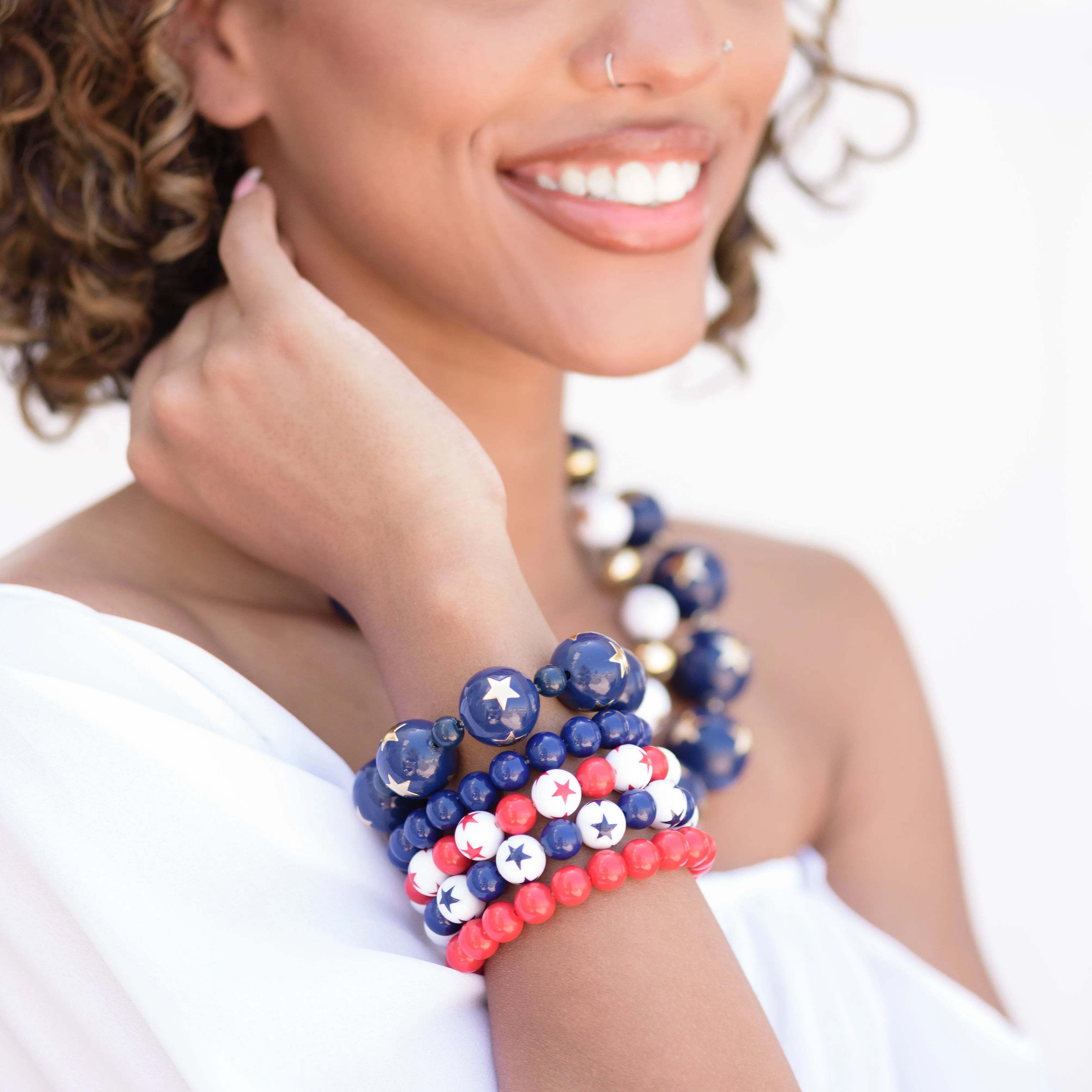 Americana Star Stack and Stretch Bracelet Set