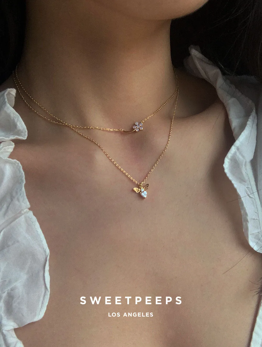 Angel Bee Heart Necklace