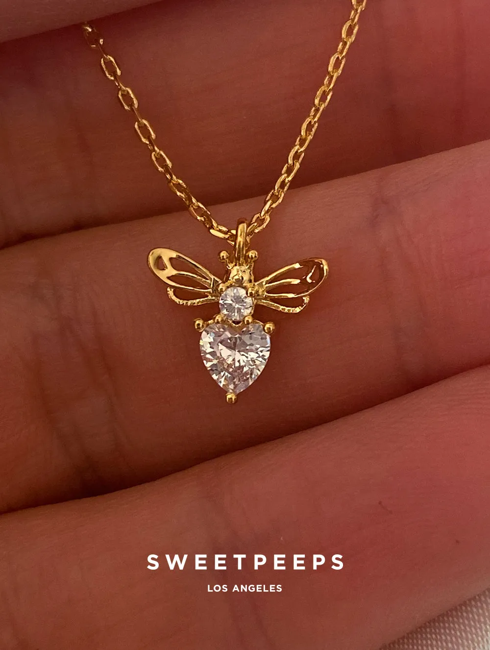 Angel Bee Heart Necklace