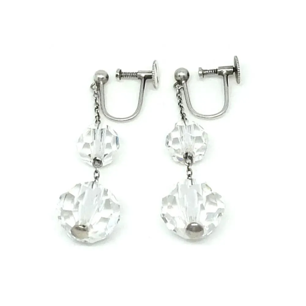 Antique Edwardian Silver & Crystal Earrings