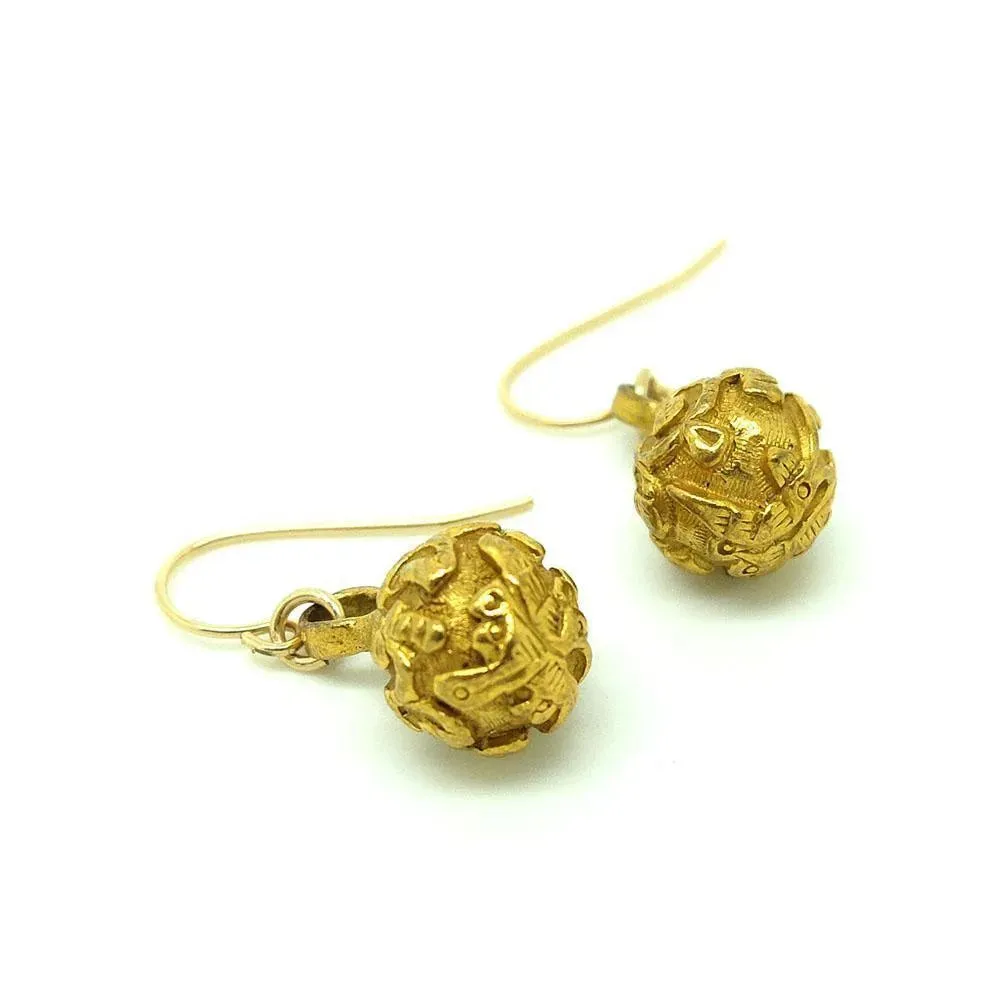 Antique Victorian Japanese Gold Filled Button Earrings