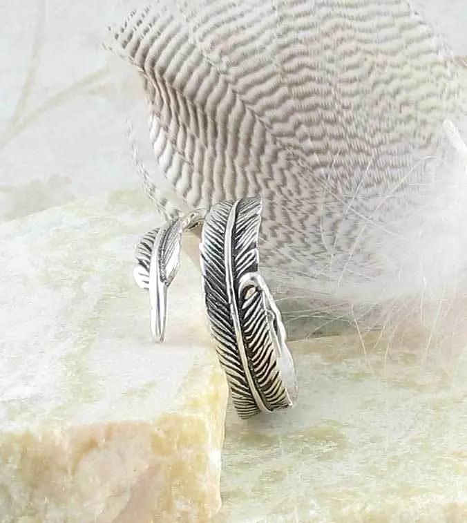 Antiqued Feather Wrap Ring - Adjustable