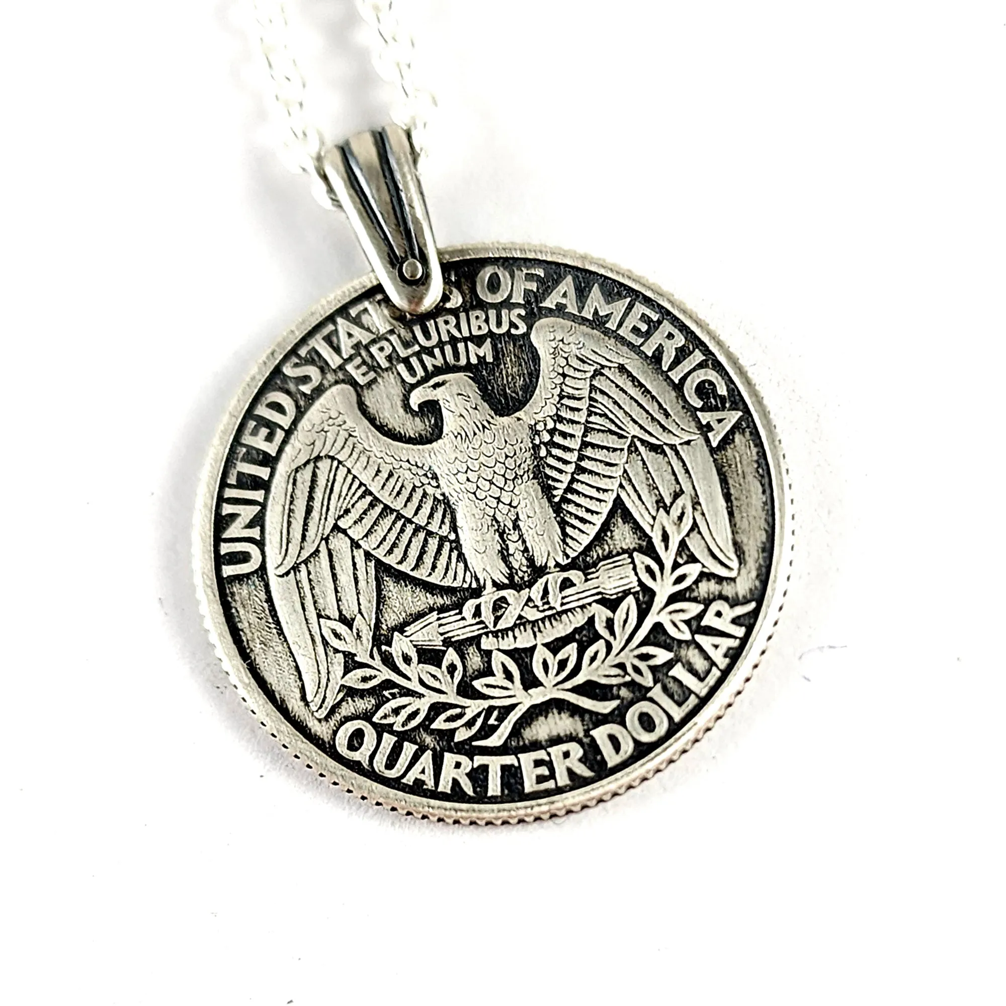 Art Nouveau 90% Silver Quarter of a Century Necklace Pendant - 25th Anniversary Gift