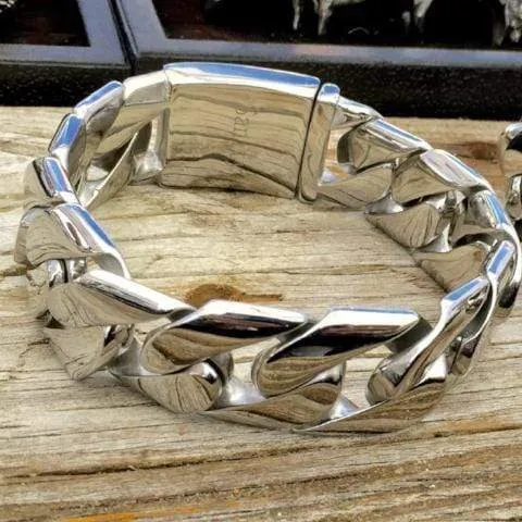 Bagger Bracelet - Silver - 1" Wide - The Custom - B22