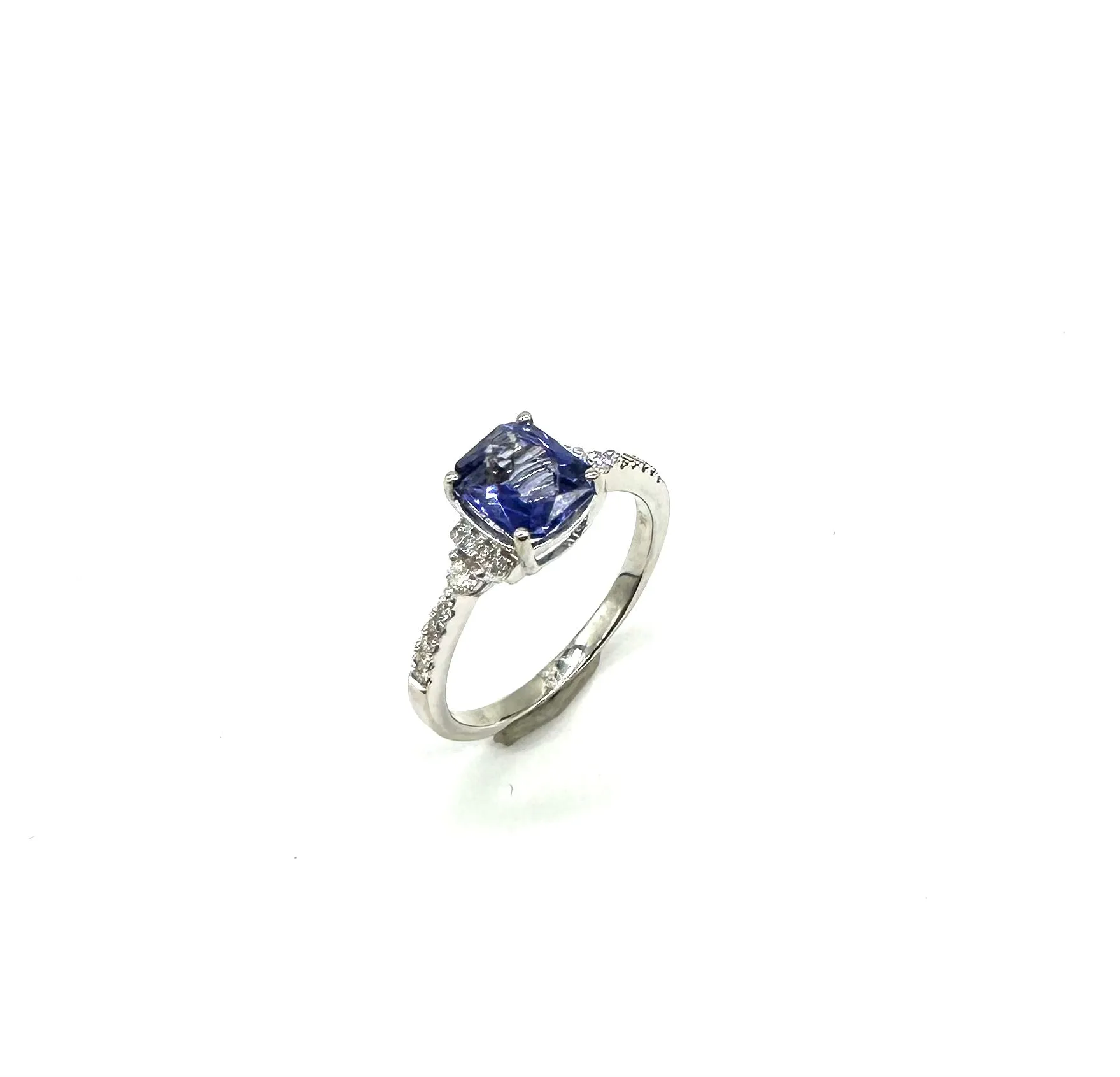 Basket Style Set 2 Ct. Tanzanite & Diamond Ring