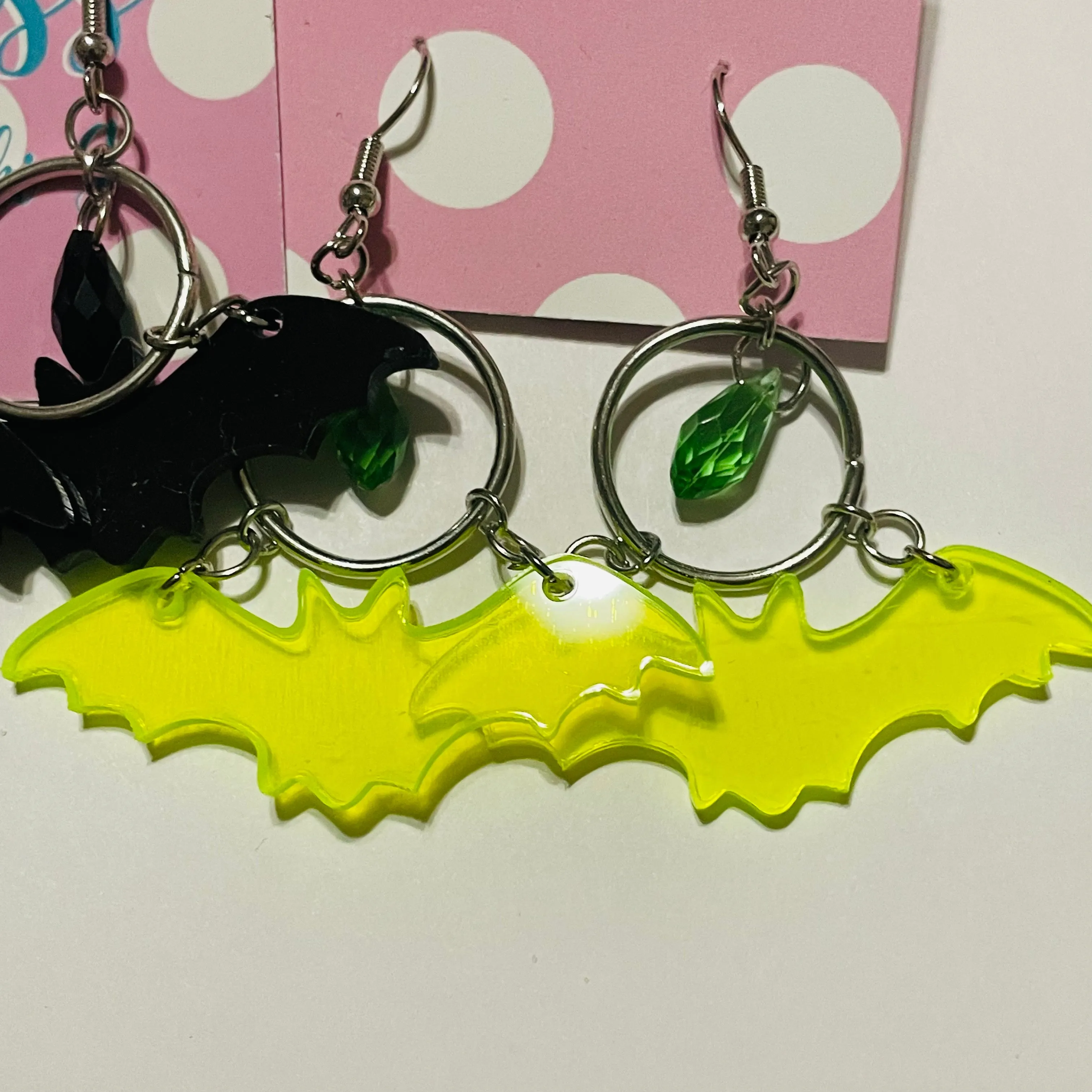 Bat and Teardrop Stone Acrylic Earrings- More Styles Available!