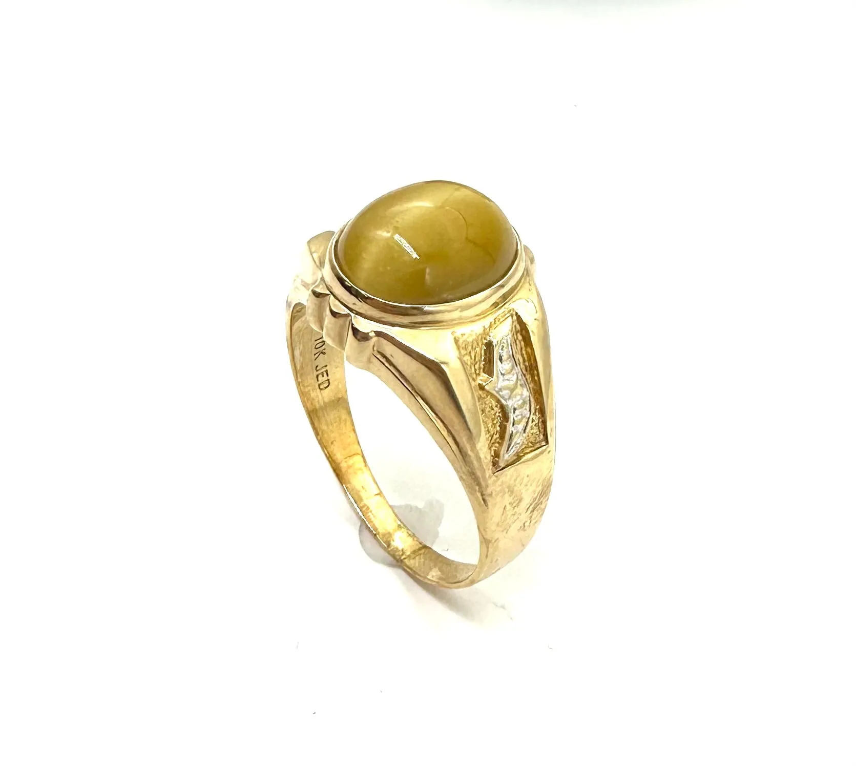 Bezel Set Tigers Eye Gents Ring