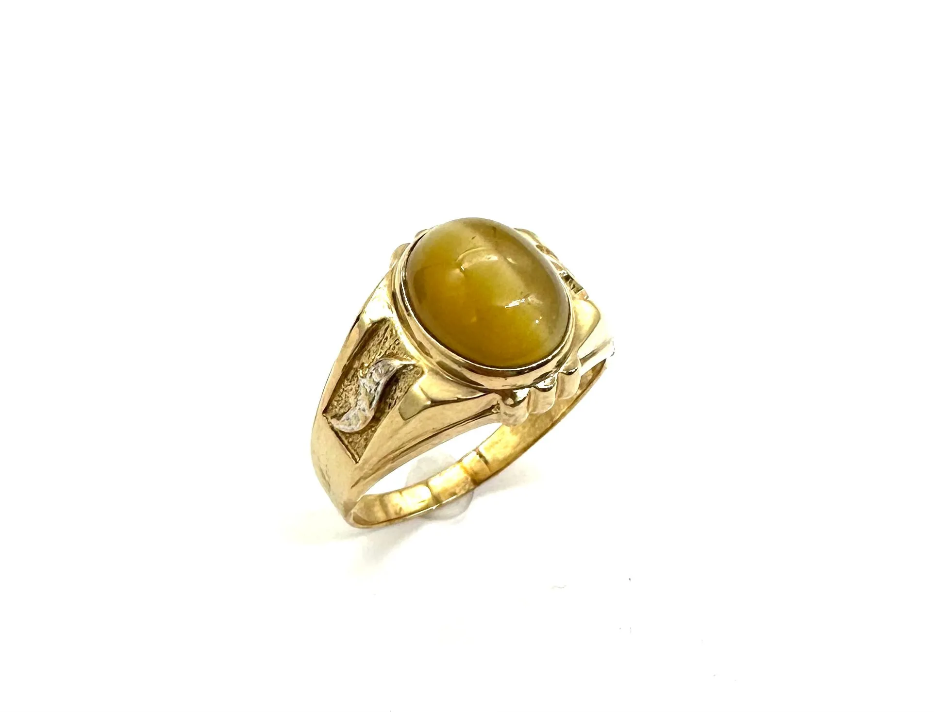 Bezel Set Tigers Eye Gents Ring