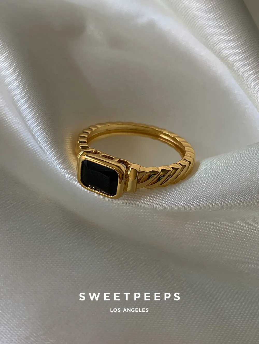 Black Stacy Signet Ring