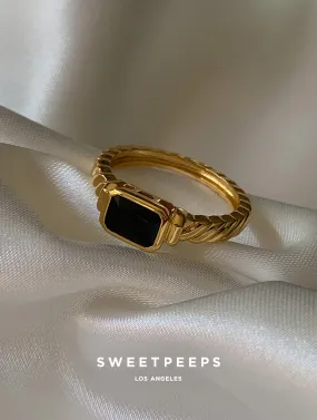 Black Stacy Signet Ring