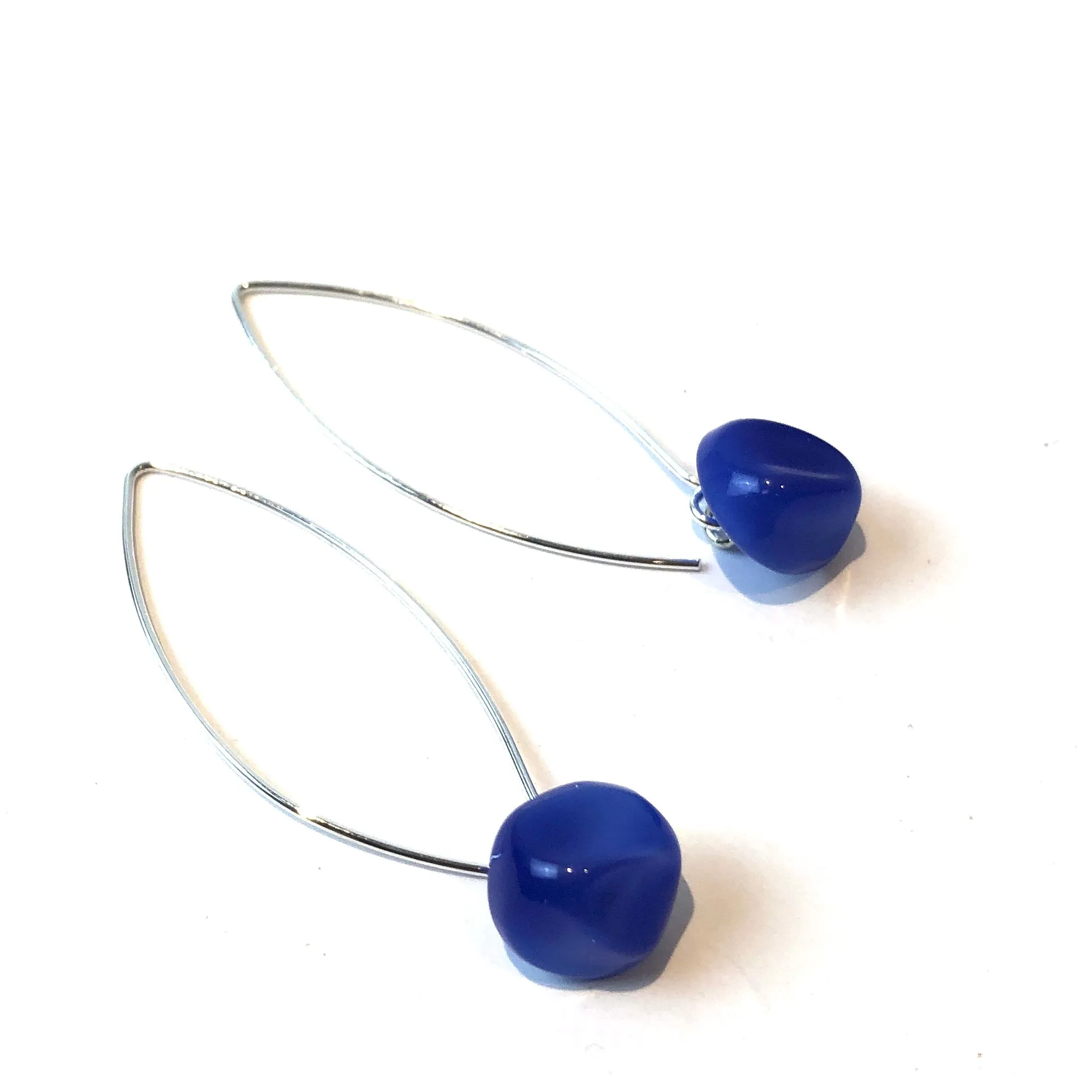 Blue Moonglow Button Raindrop Earrings