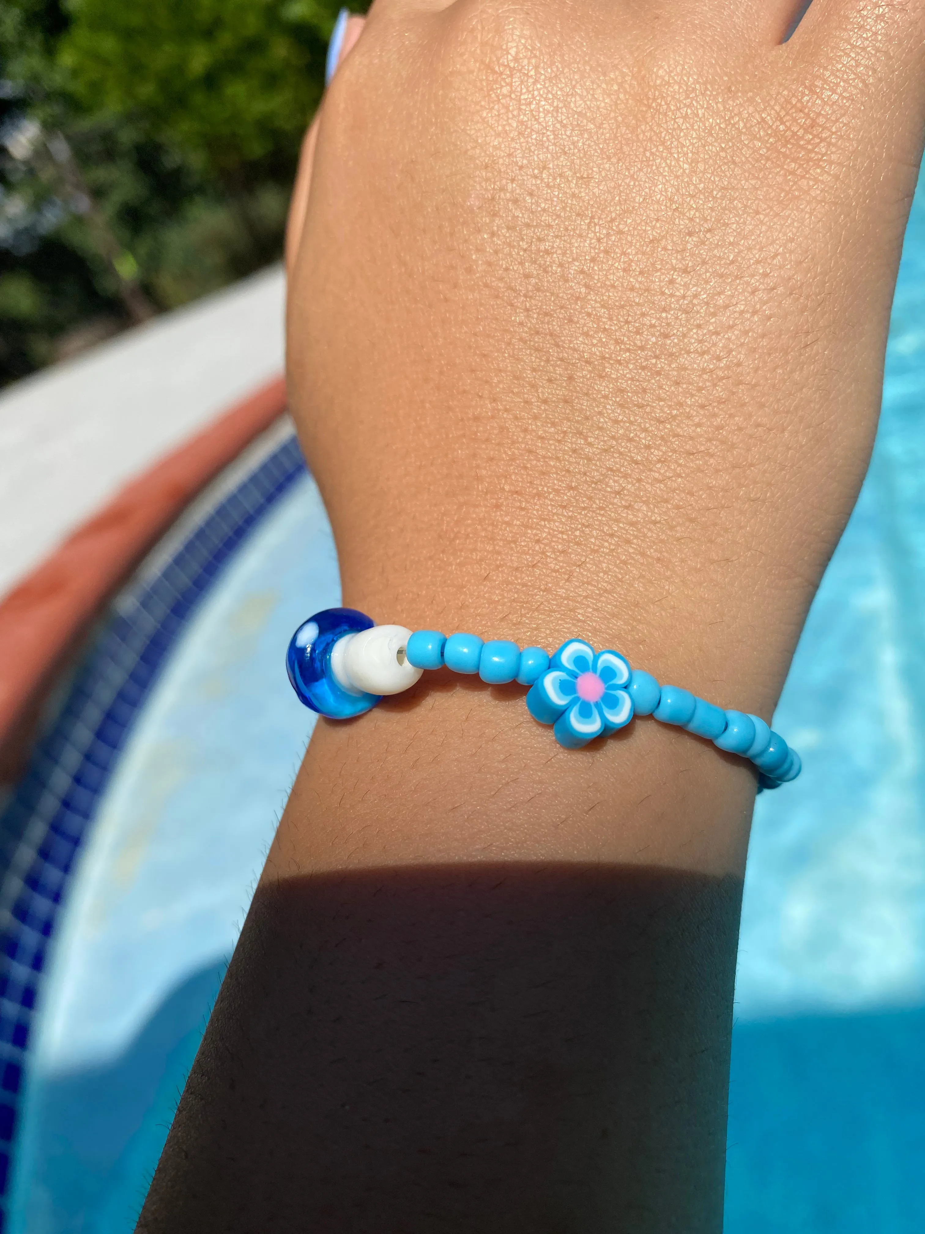 Blue Mushroom Beaded Bracelet