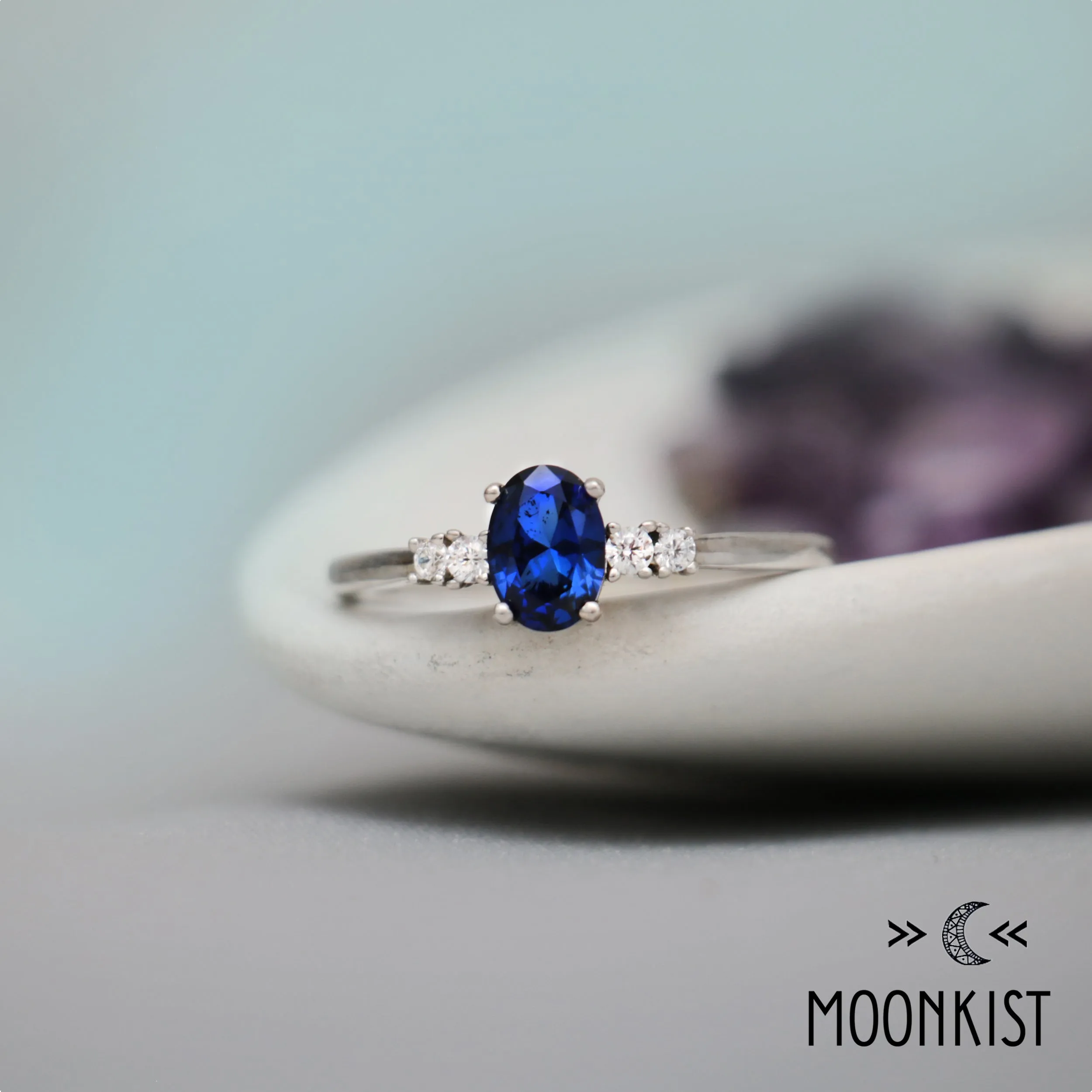 Blue Sapphire Five Stone Ring | Moonkist Designs