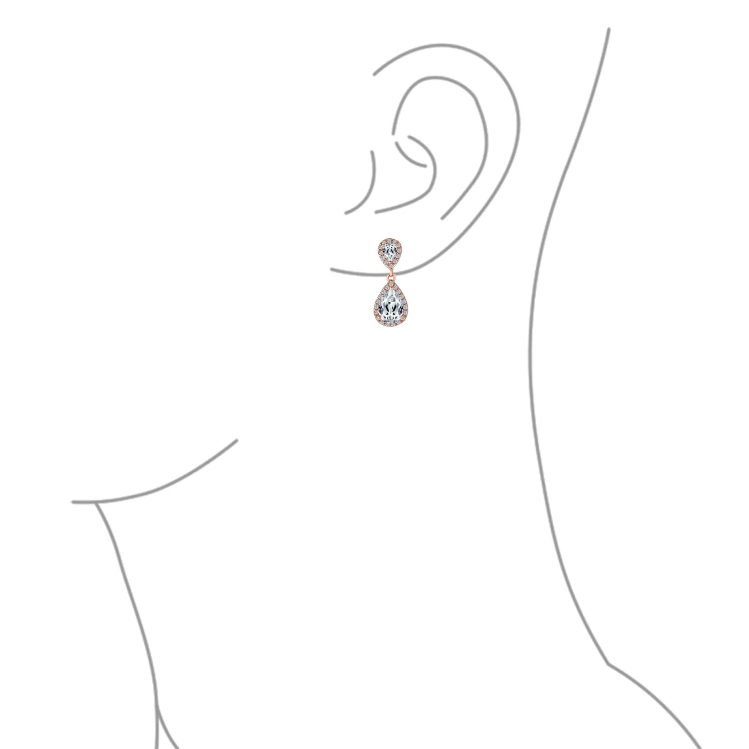 Bridal AAA CZ Teardrop Drop Earring Gold Plated Sterling Silver 12MM