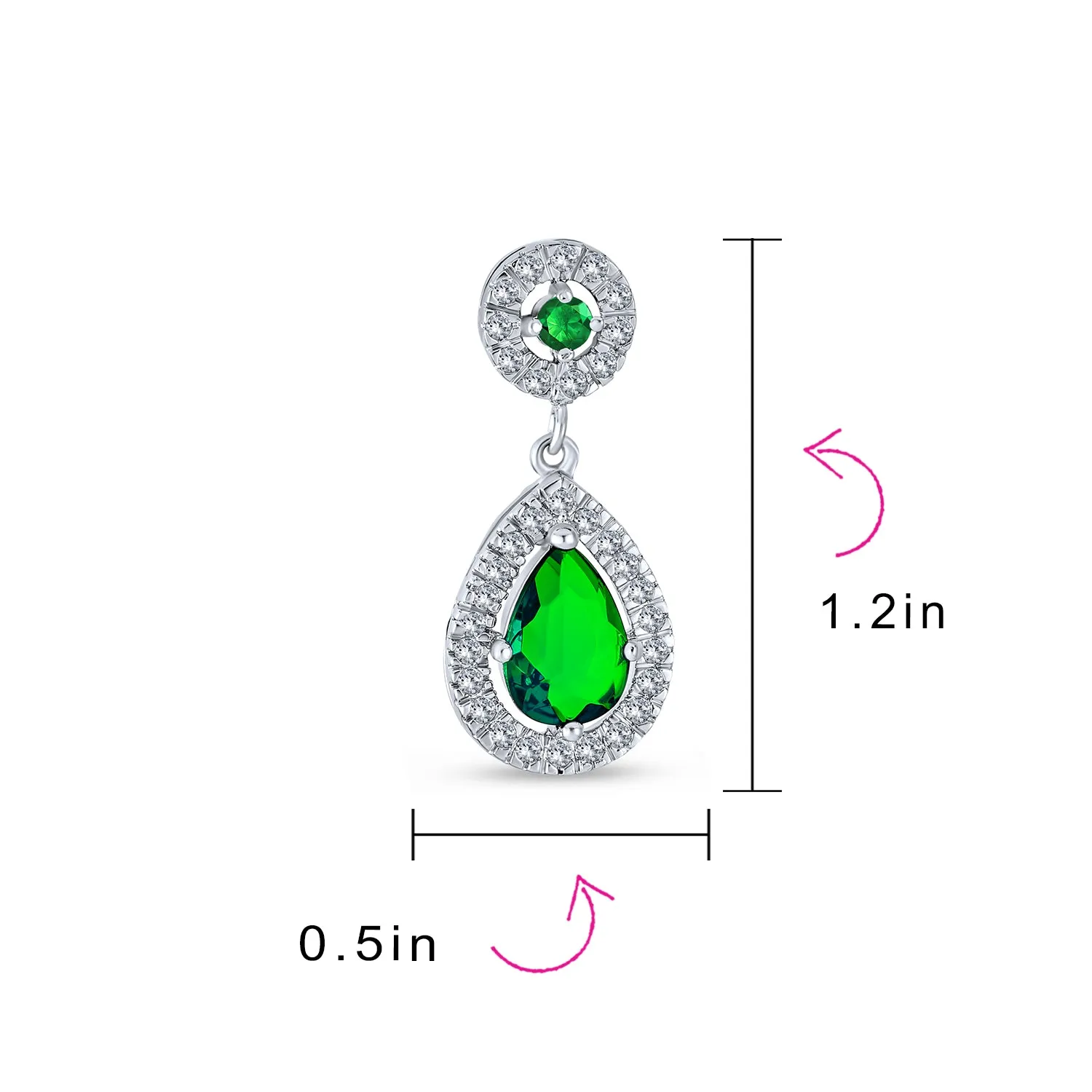 Bridal AAA CZ Teardrop Drop Earring Gold Plated Sterling Silver 12MM