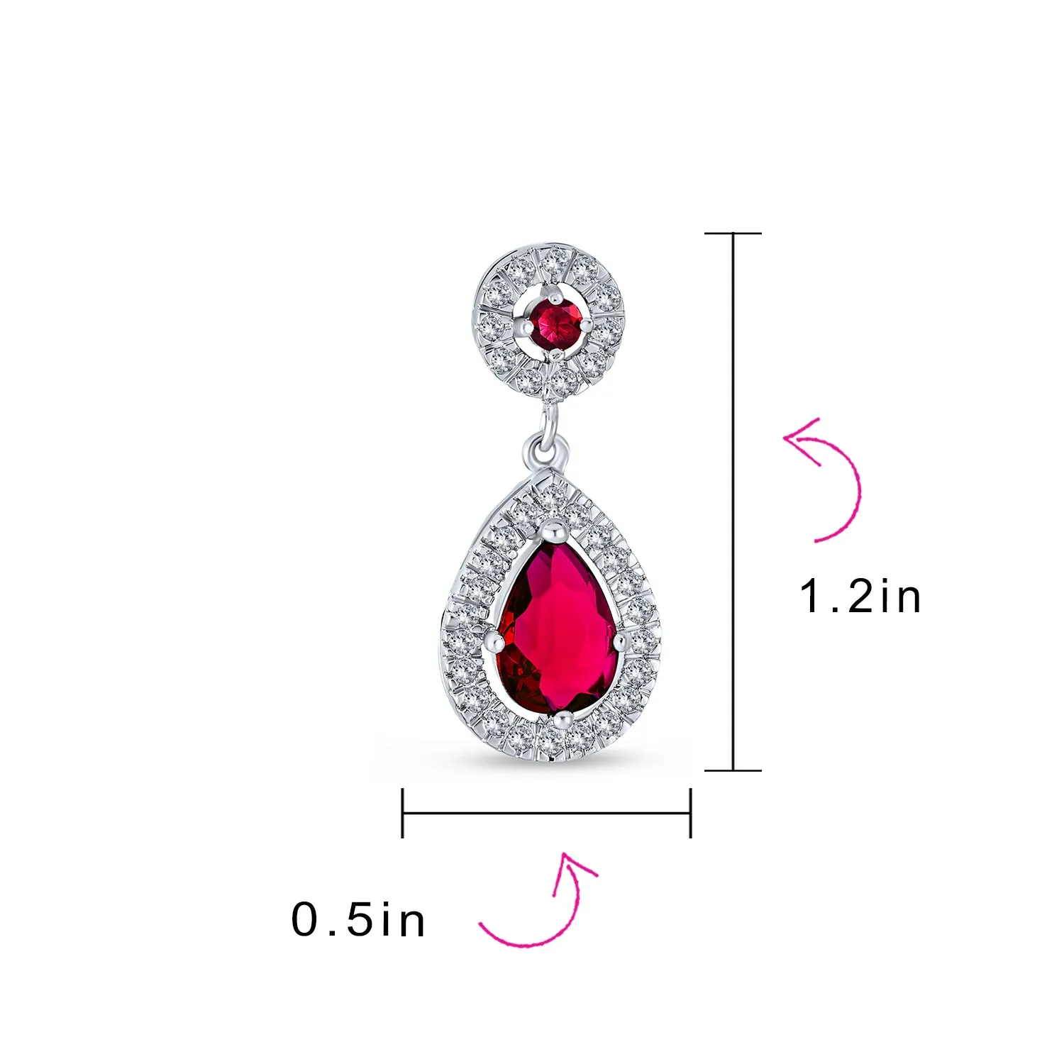 Bridal AAA CZ Teardrop Drop Earring Gold Plated Sterling Silver 12MM